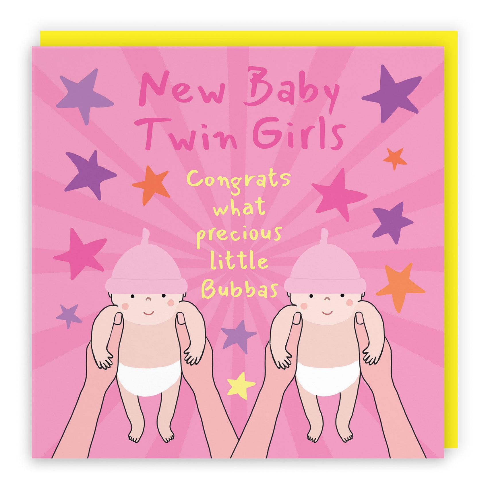 Twins New Baby Girls Congratulations Card Bundle Of Joy Laugh Out Loud - Default Title (GK00605)