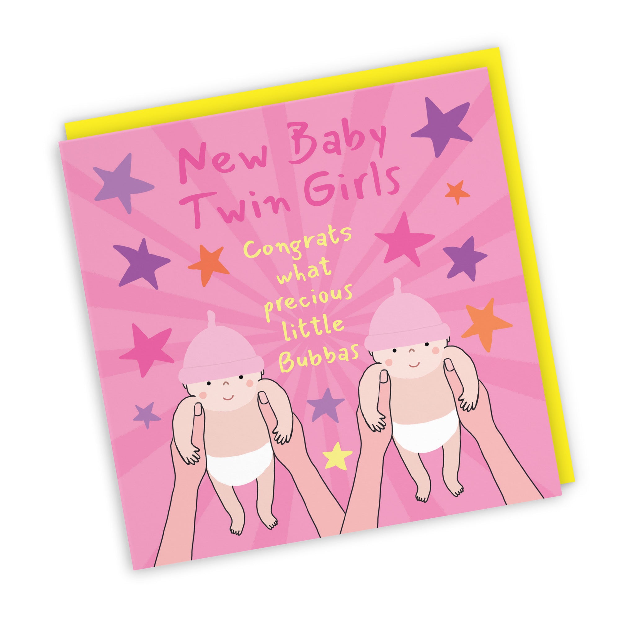 Twins New Baby Girls Congratulations Card Bundle Of Joy Laugh Out Loud - Default Title (GK00605)