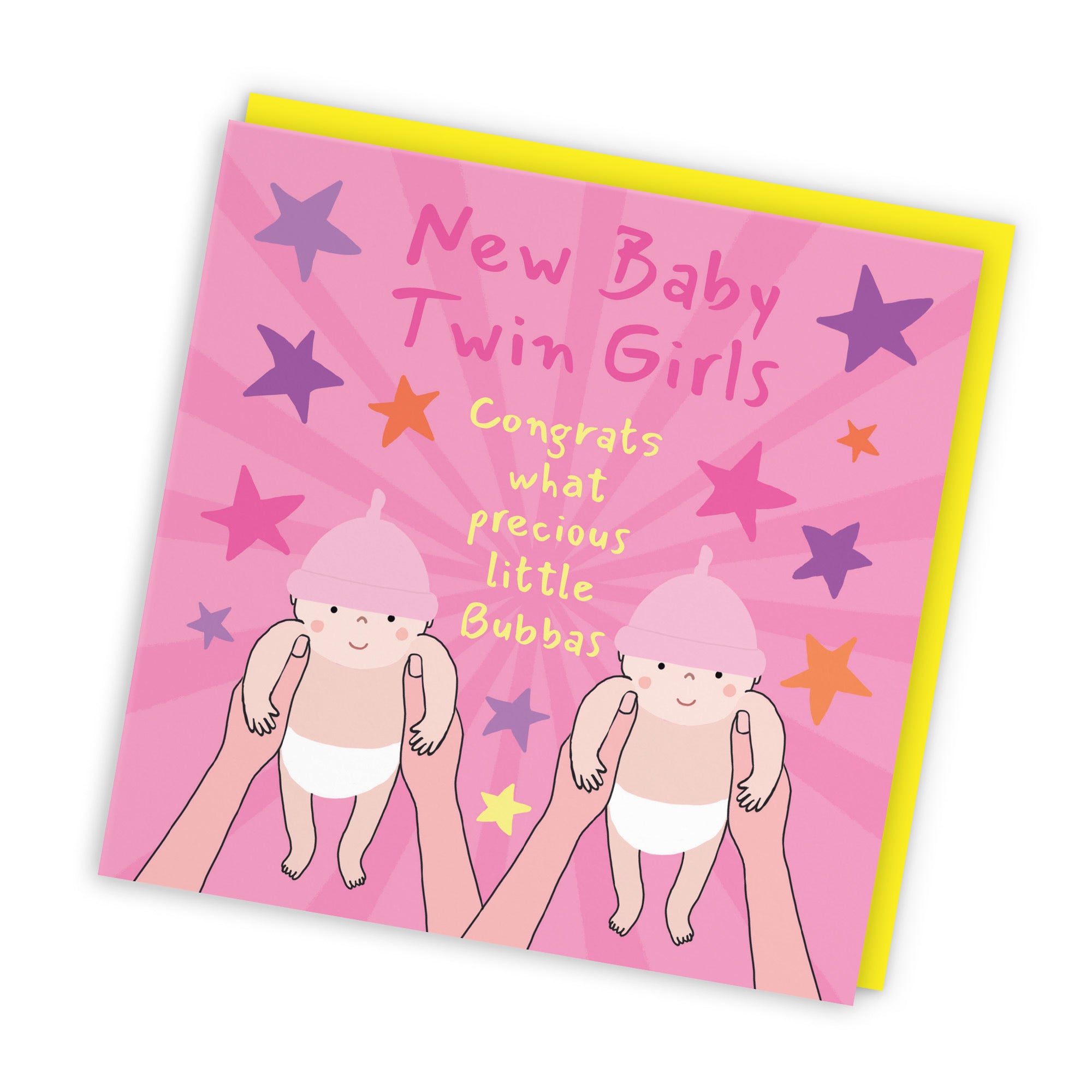Twins New Baby Girls Congratulations Card Bundle Of Joy Laugh Out Loud - Default Title (GK00605)
