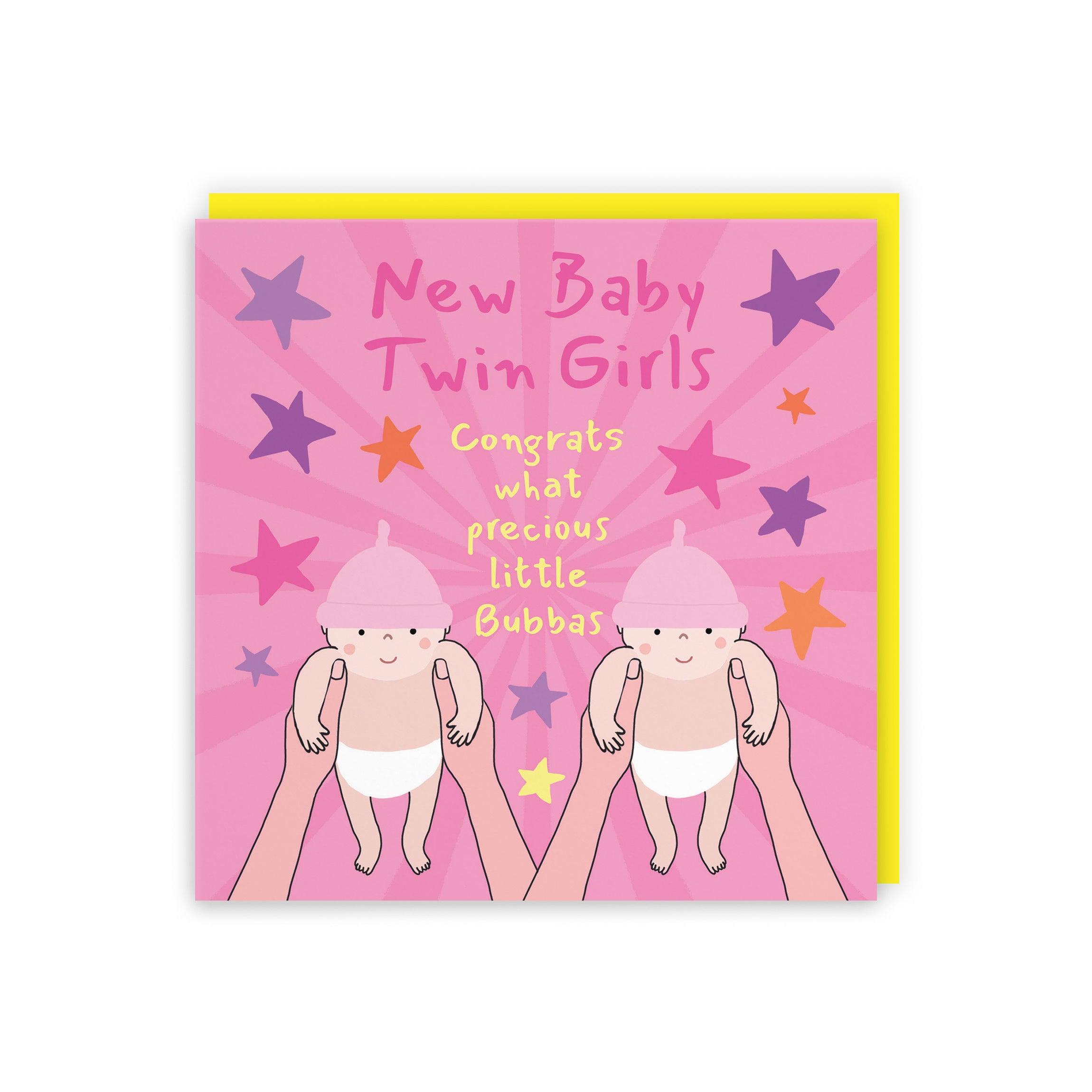 Twins New Baby Girls Congratulations Card Bundle Of Joy Laugh Out Loud - Default Title (GK00605)