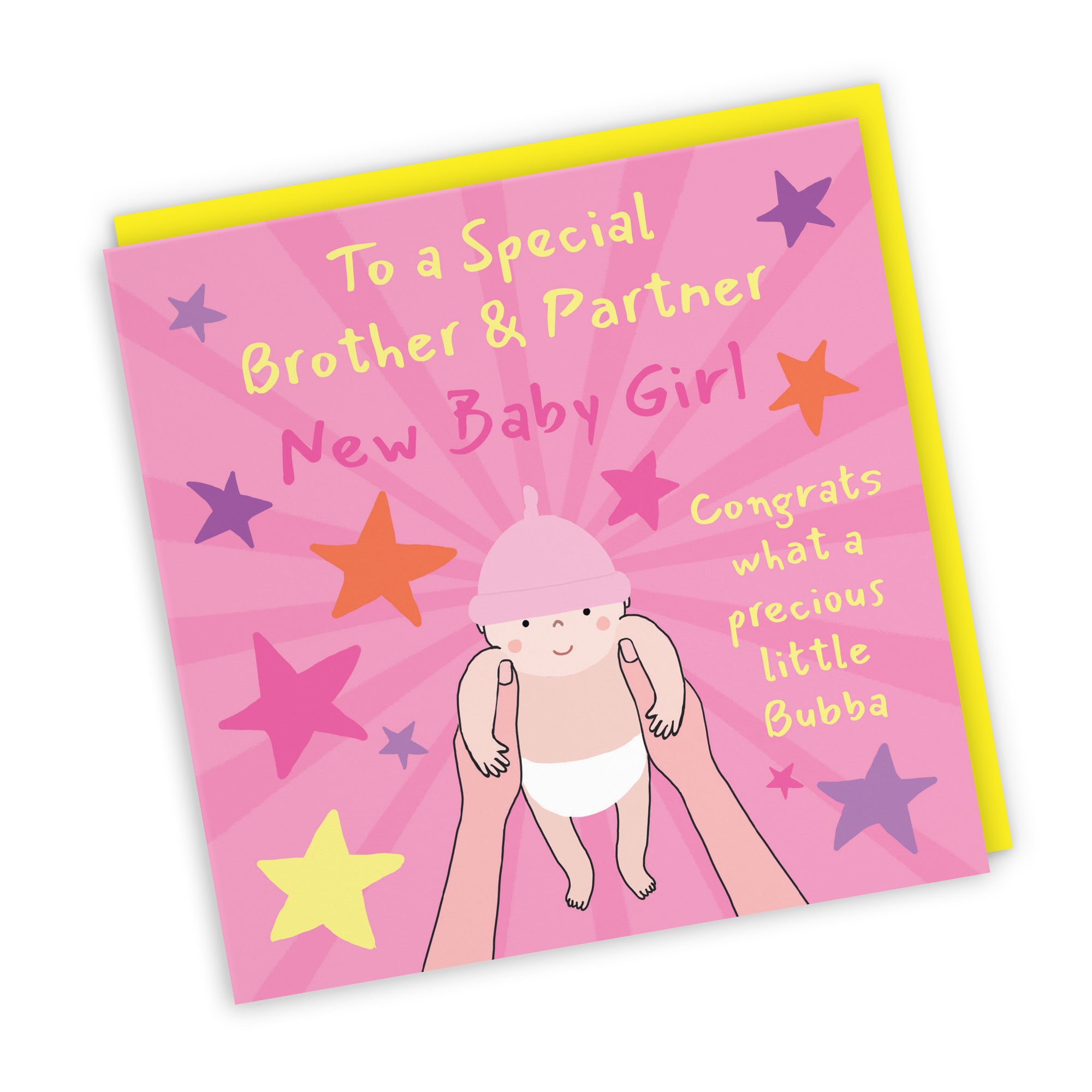 New Baby Girl Congratulations Card For Brother And Partner Bundle Of Joy Laugh Out Loud - Default Title (GK00625)