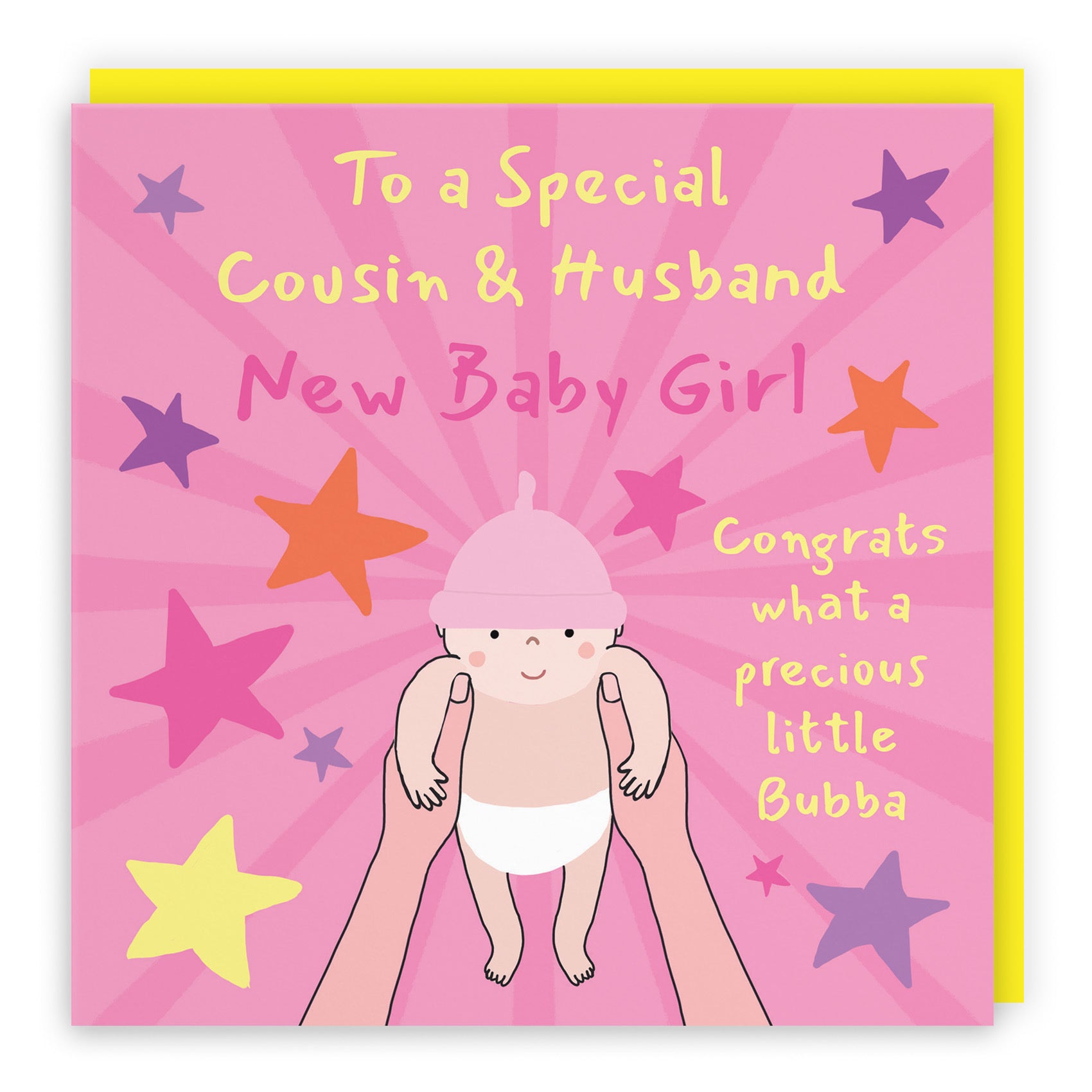 New Baby Girl Congratulations Card For Cousin And Husband Bundle Of Joy Laugh Out Loud - Default Title (GK00629)