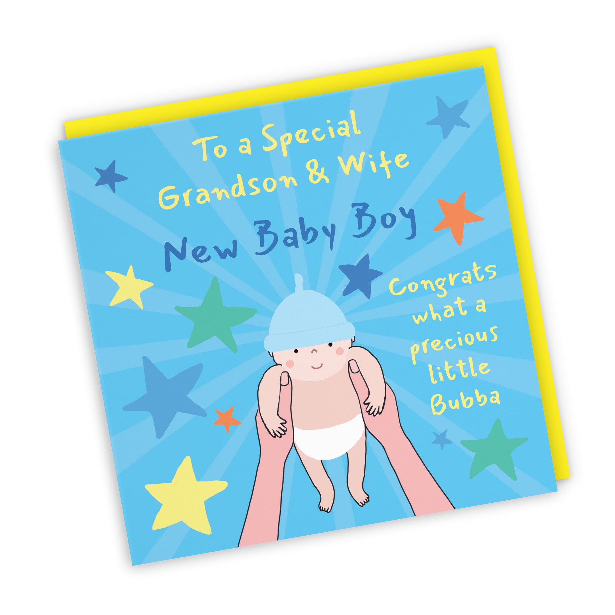 New Baby Boy Congratulations Card For Grandson And Wife Bundle Of Joy Laugh Out Loud - Default Title (GK00658)