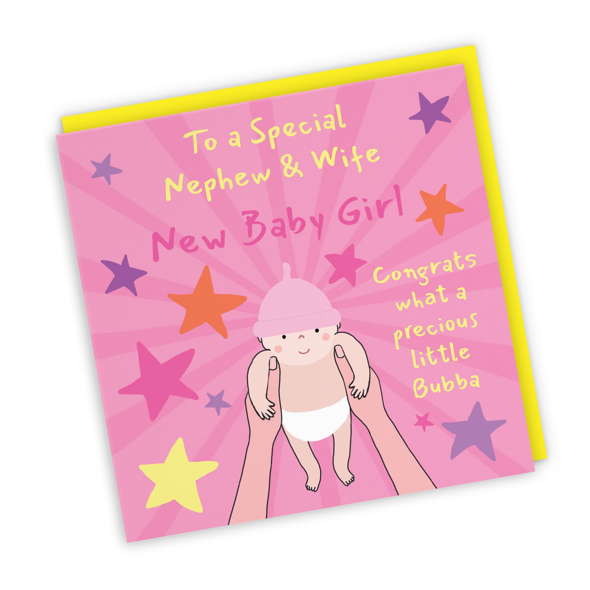 New Baby Girl Congratulations Card For Nephew And Wife Bundle Of Joy Laugh Out Loud - Default Title (GK00685)