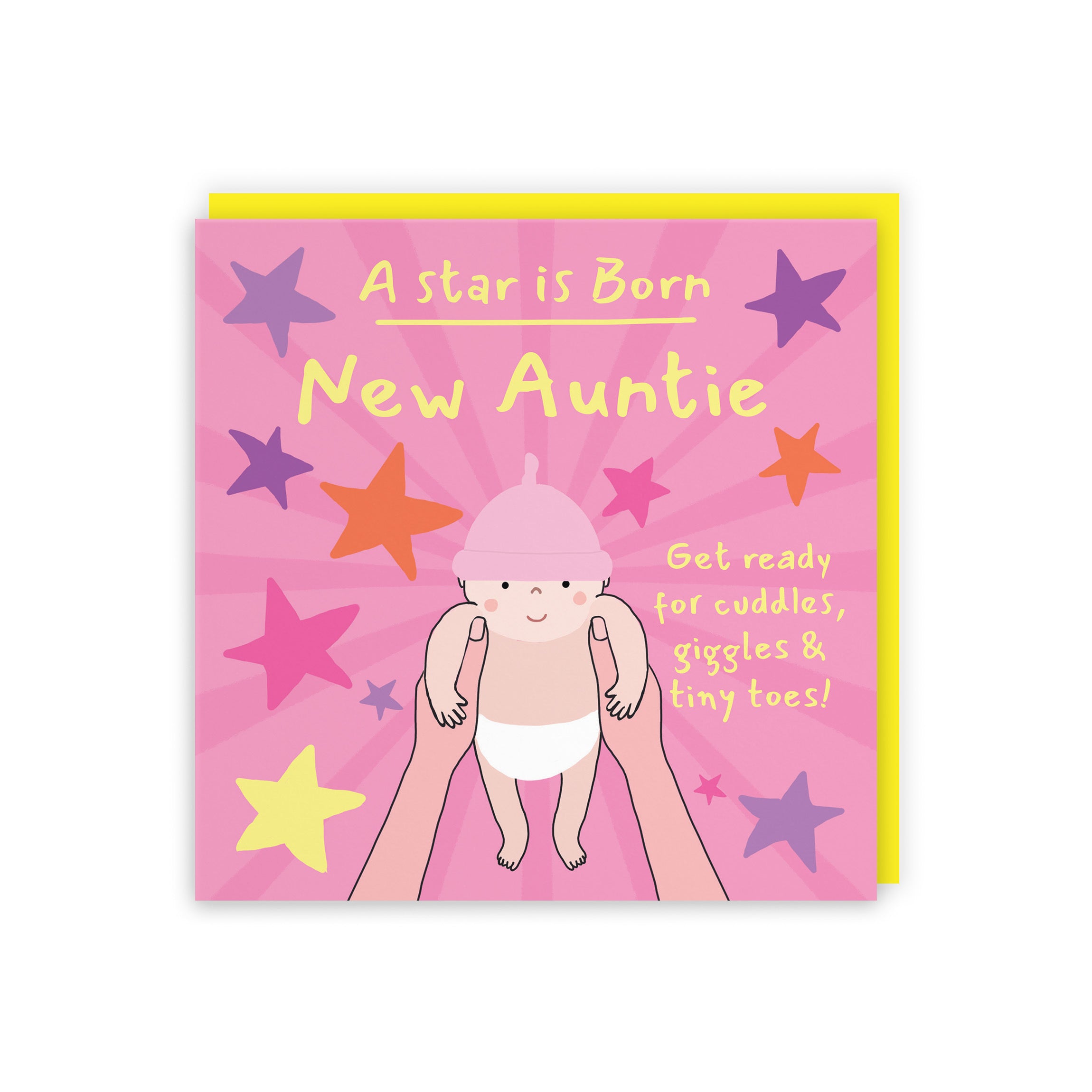 New Auntie New Baby Girl Congratulations Card Bundle Of Joy Laugh Out Loud - Default Title (GK00691)