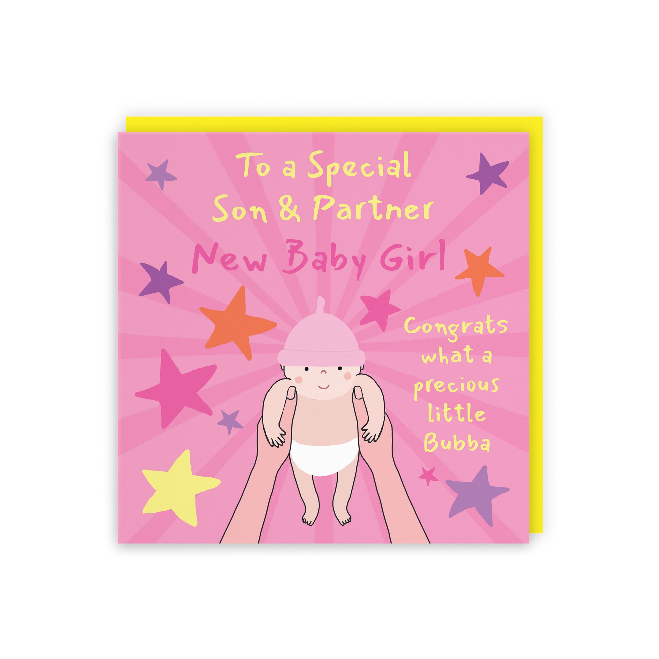 New Baby Girl Congratulations Card For Son And Partner Bundle Of Joy Laugh Out Loud - Default Title (GK00759)