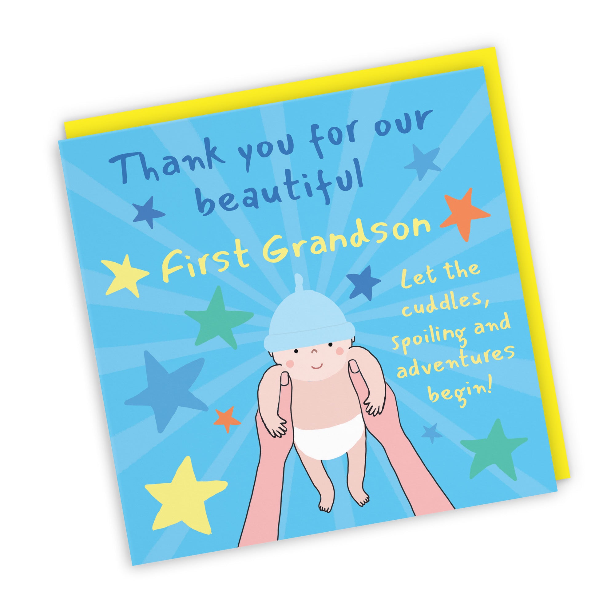Thank You First Grandson New Baby Boy Congratulations Card Bundle Of Joy Laugh Out Loud - Default Title (GK00762)