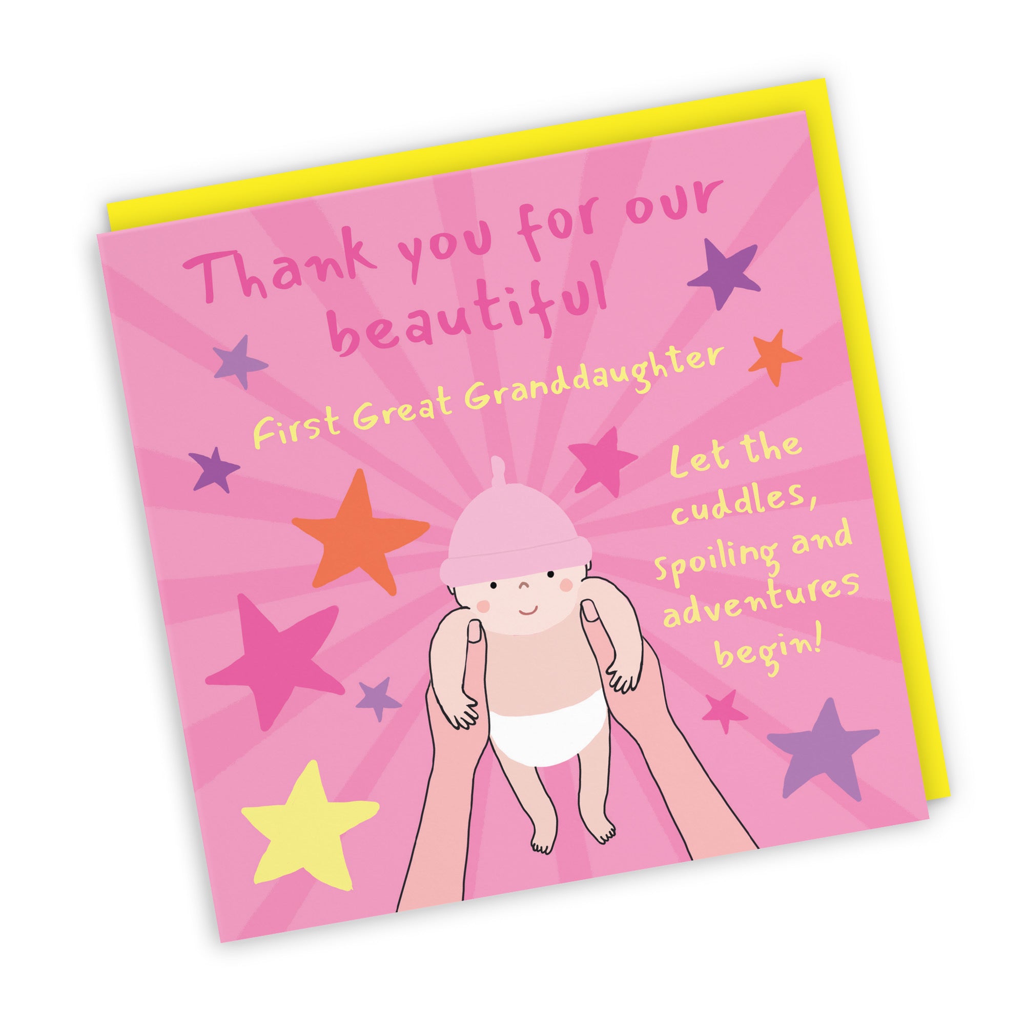 Thank You First Great Granddaughter New Baby Girl Congratulations Card Bundle Of Joy Laugh Out Loud - Default Title (GK00763)