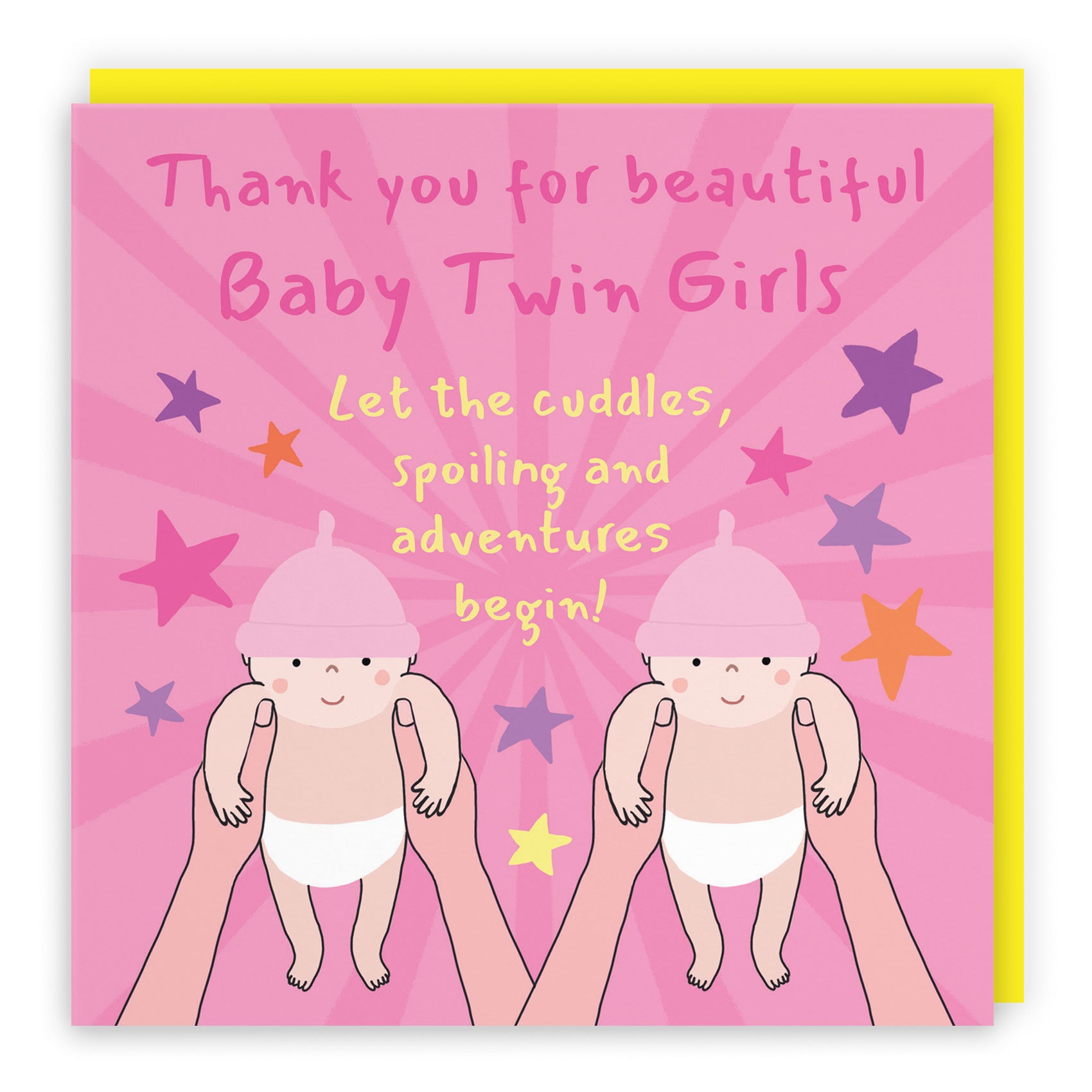 Thank You New Twin Girls New Baby Girls Congratulations Card Bundle Of Joy Laugh Out Loud - Default Title (GK00774)