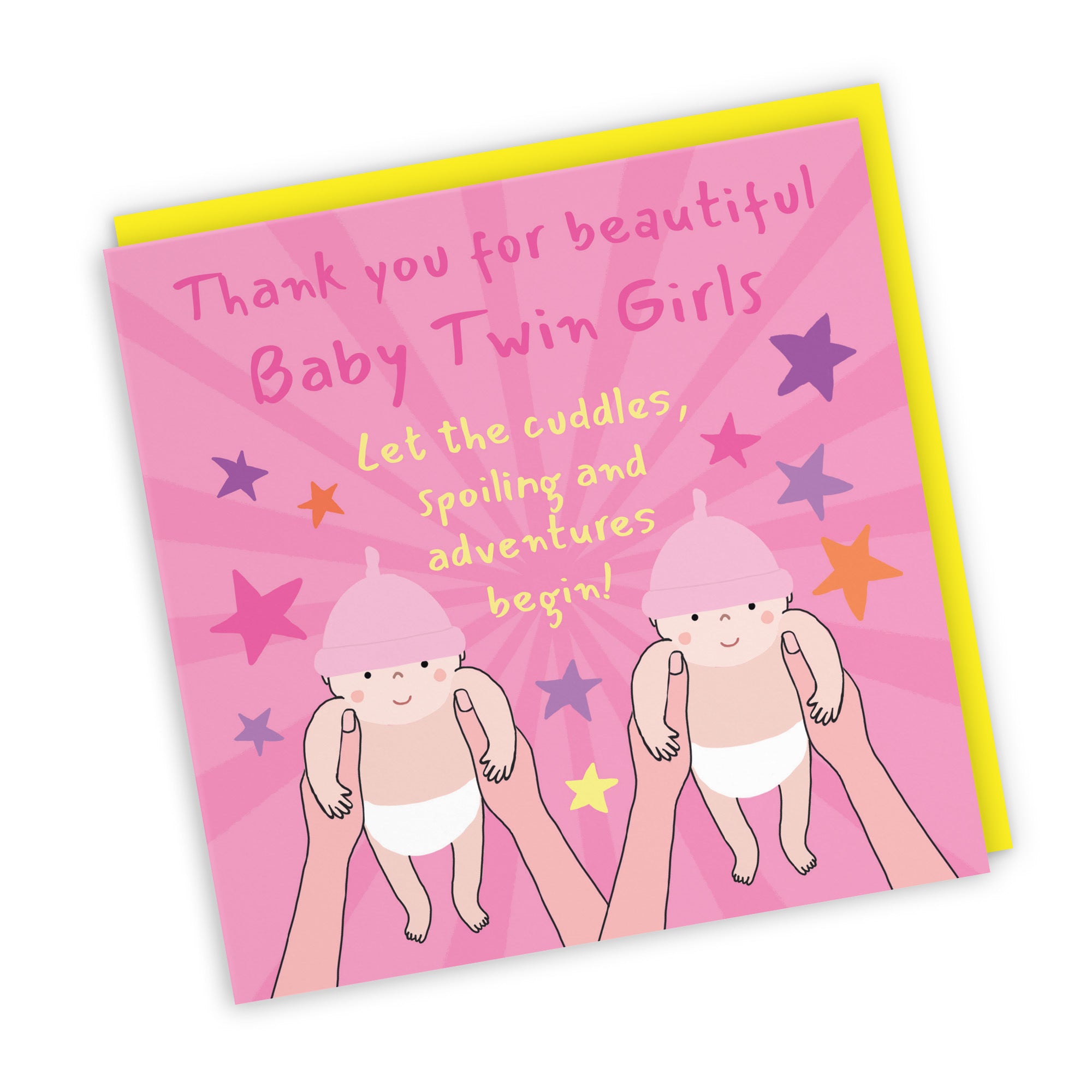 Thank You New Twin Girls New Baby Girls Congratulations Card Bundle Of Joy Laugh Out Loud - Default Title (GK00774)