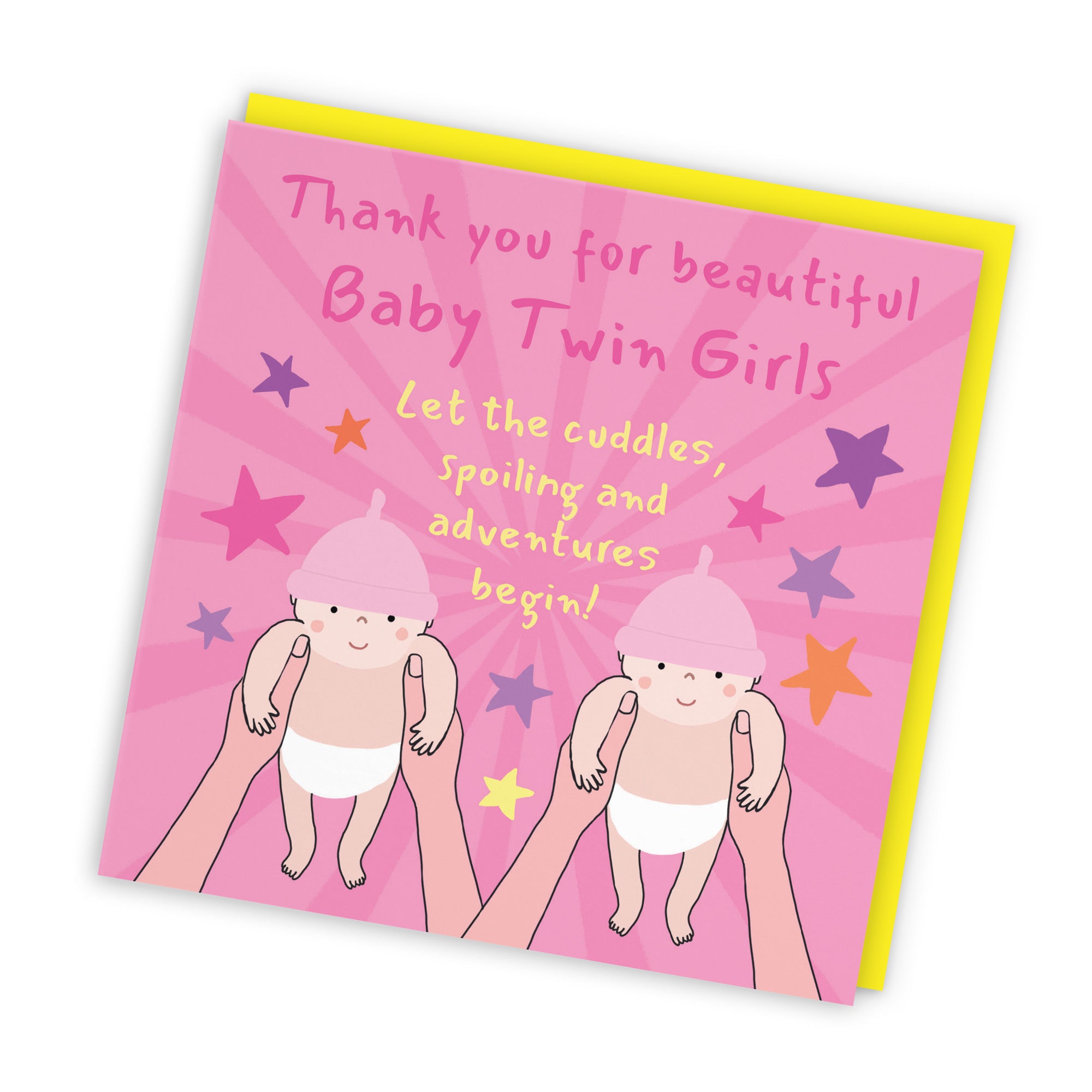 Thank You New Twin Girls New Baby Girls Congratulations Card Bundle Of Joy Laugh Out Loud - Default Title (GK00774)