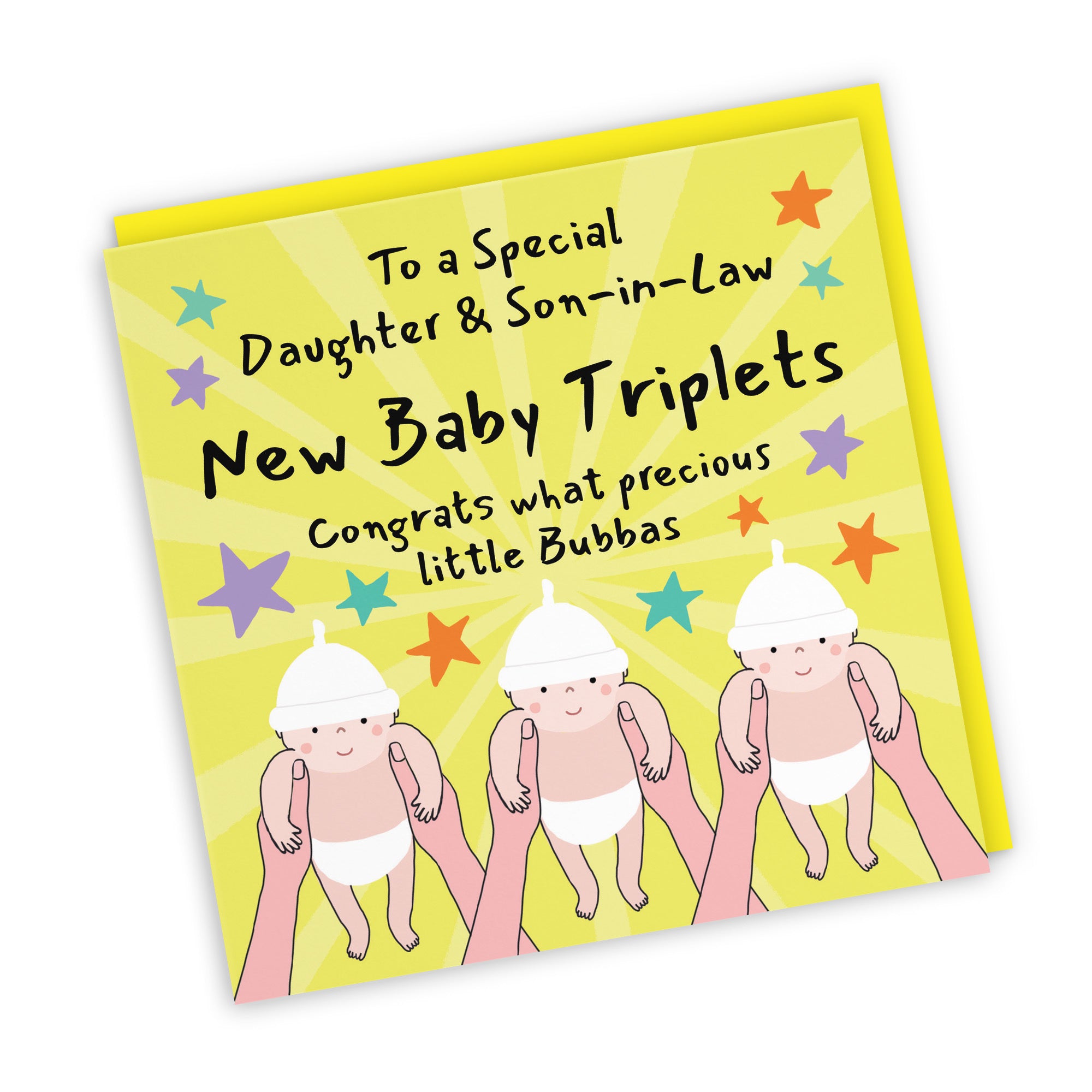 Triplets New Baby Congratulations Card For Daughter And Son-in-Law Bundle Of Joy Laugh Out Loud - Default Title (GK00778)