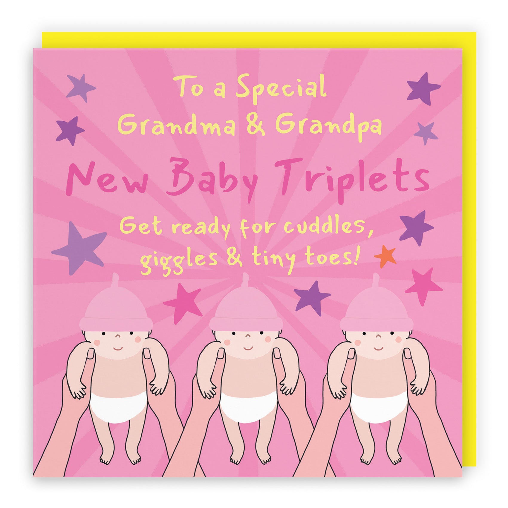 Triplets New Baby Girls Congratulations Card For Grandma And Grandpa Bundle Of Joy Laugh Out Loud - Default Title (GK00780)