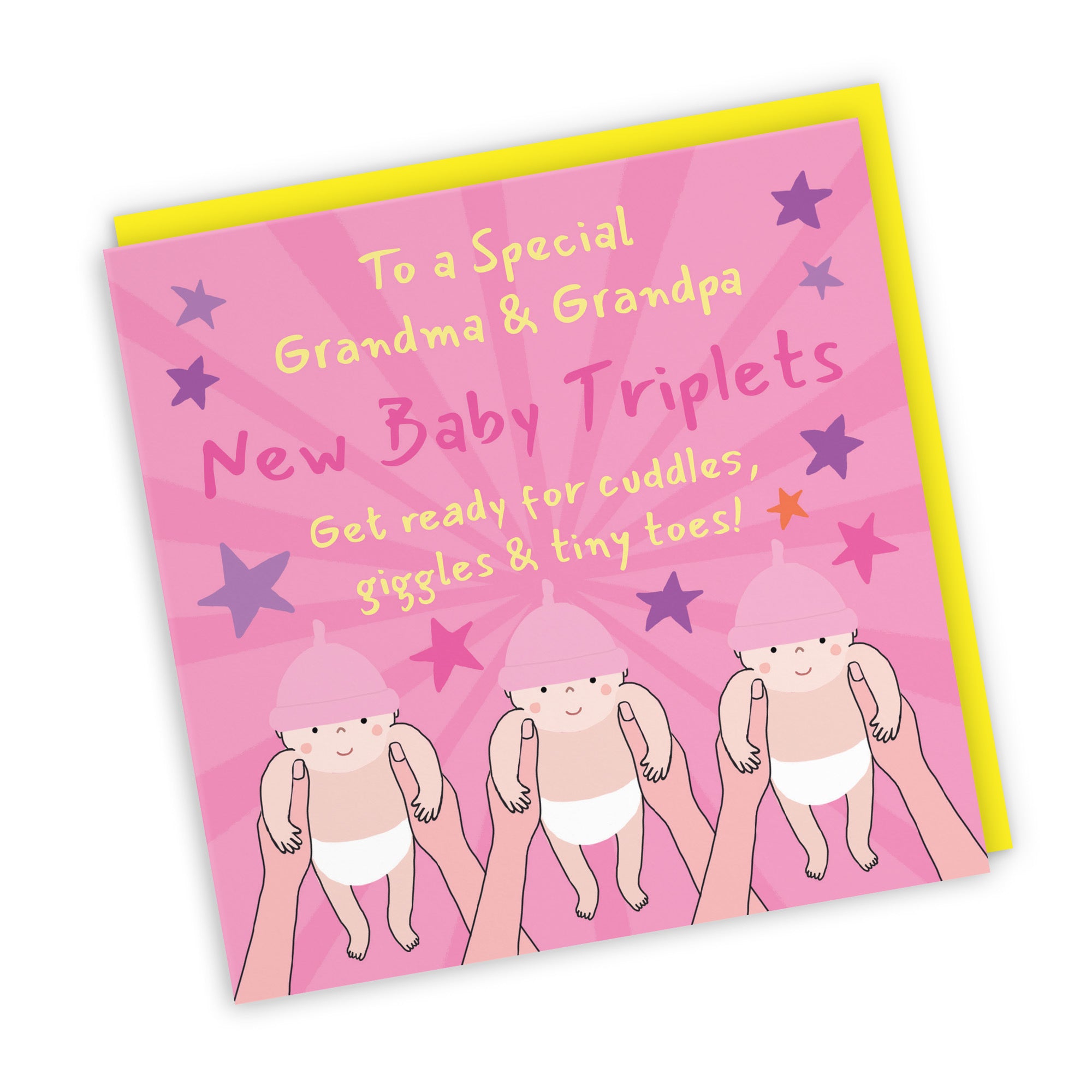 Triplets New Baby Girls Congratulations Card For Grandma And Grandpa Bundle Of Joy Laugh Out Loud - Default Title (GK00780)