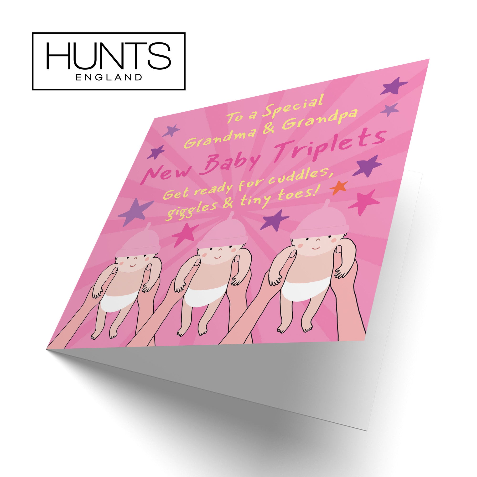 Triplets New Baby Girls Congratulations Card For Grandma And Grandpa Bundle Of Joy Laugh Out Loud - Default Title (GK00780)