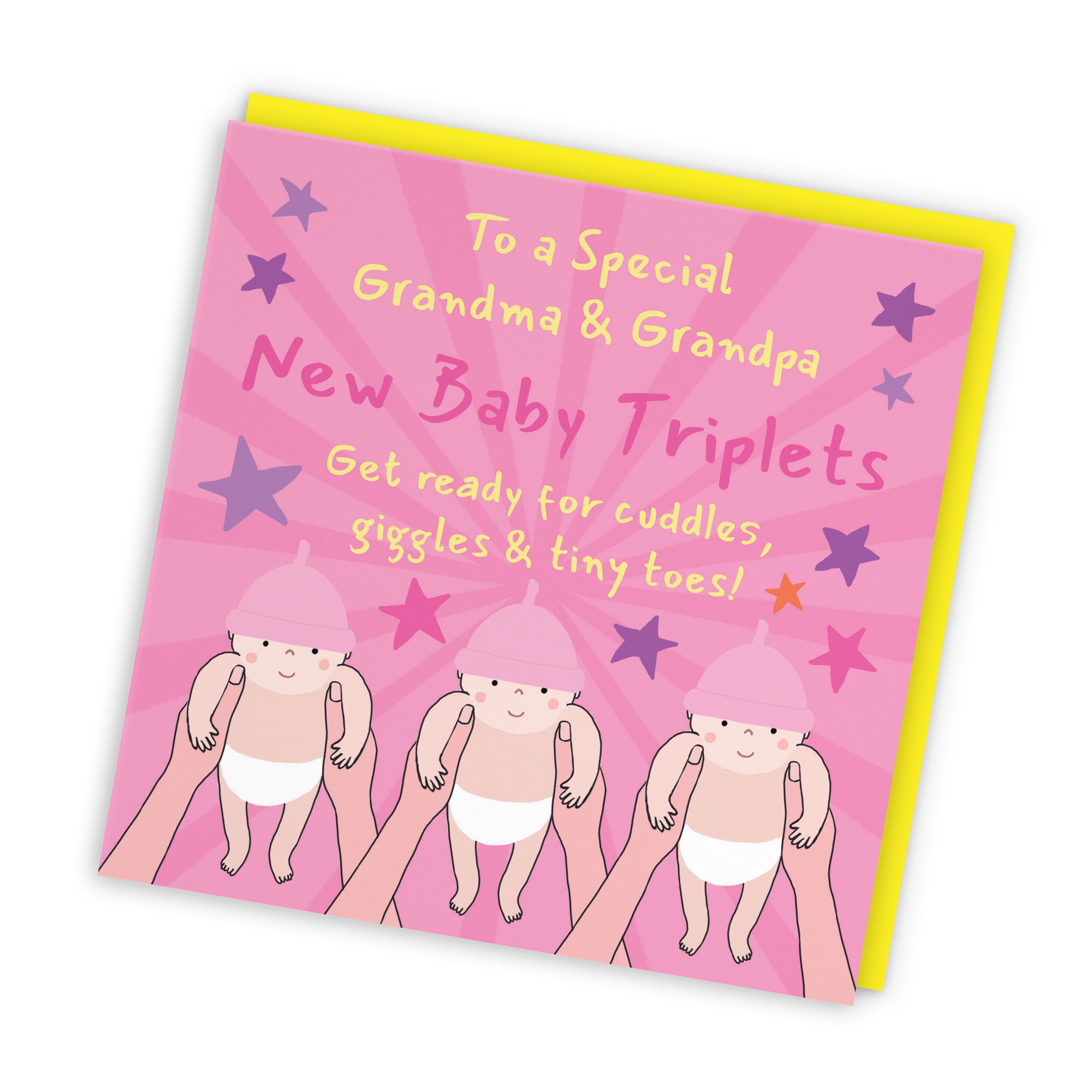 Triplets New Baby Girls Congratulations Card For Grandma And Grandpa Bundle Of Joy Laugh Out Loud - Default Title (GK00780)