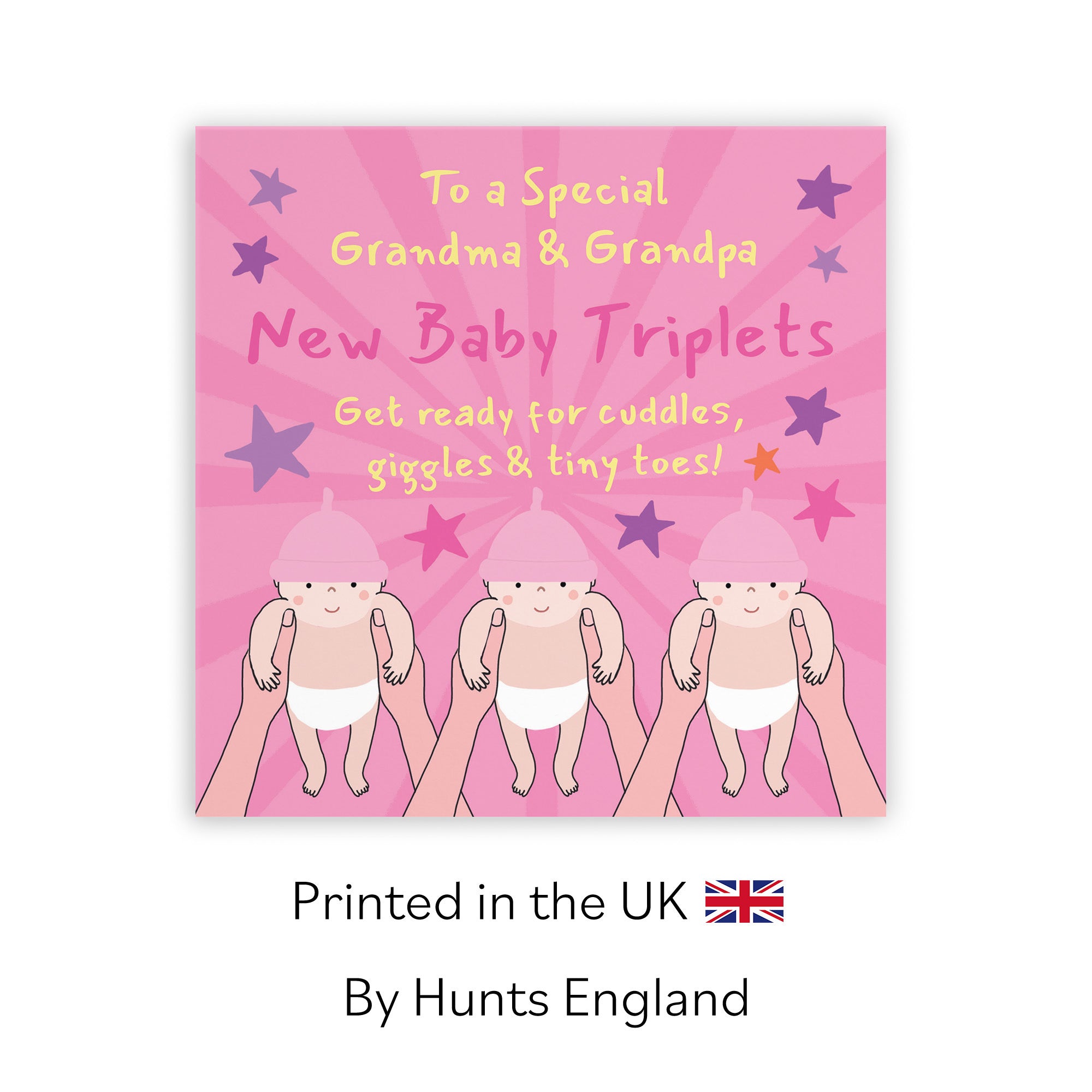Triplets New Baby Girls Congratulations Card For Grandma And Grandpa Bundle Of Joy Laugh Out Loud - Default Title (GK00780)