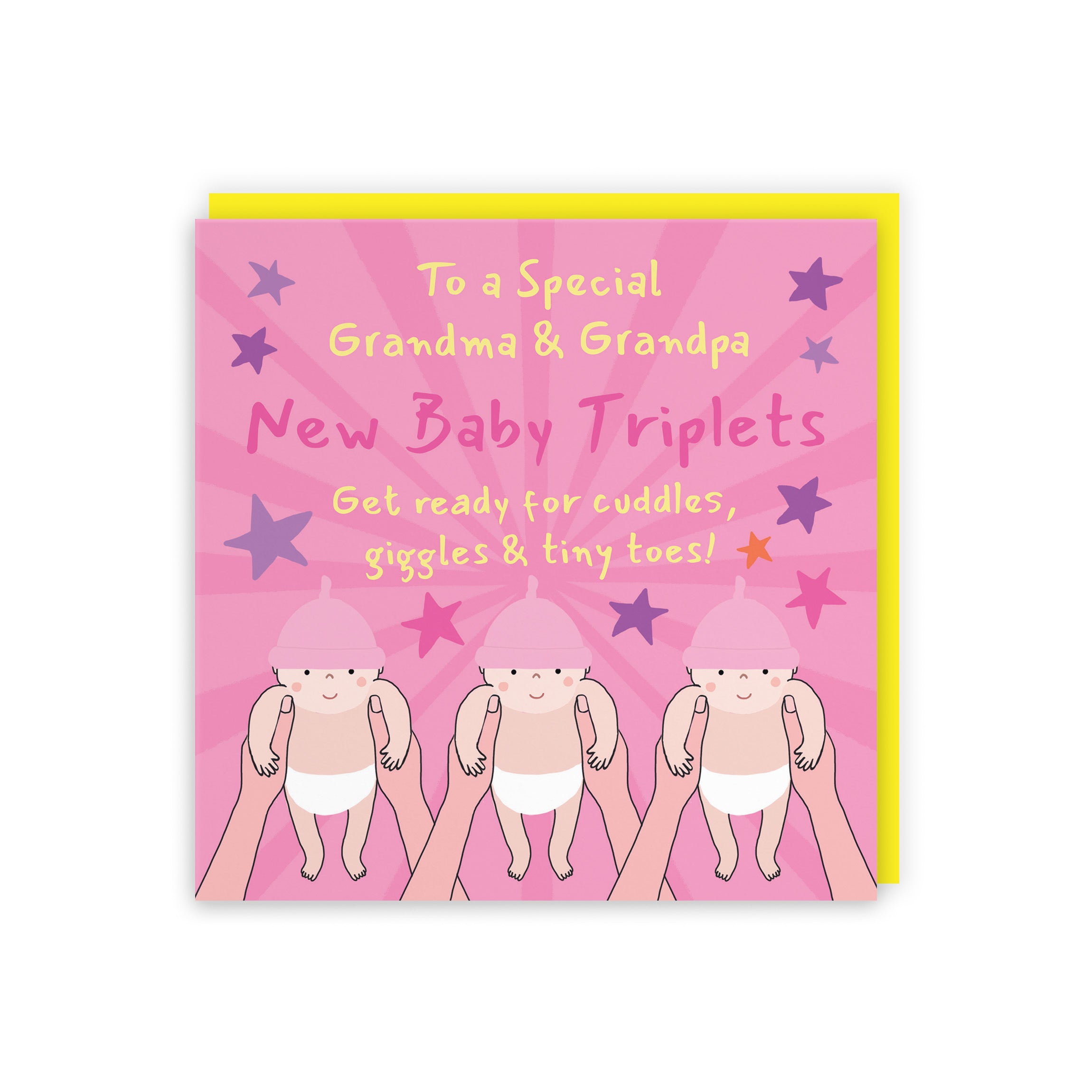 Triplets New Baby Girls Congratulations Card For Grandma And Grandpa Bundle Of Joy Laugh Out Loud - Default Title (GK00780)