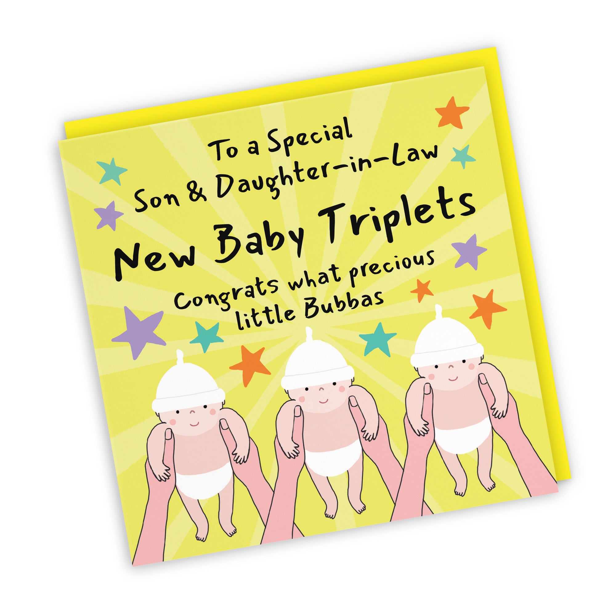 Triplets New Baby Congratulations Card For Son And Daughter-in-Law Bundle Of Joy Laugh Out Loud - Default Title (GK00784)