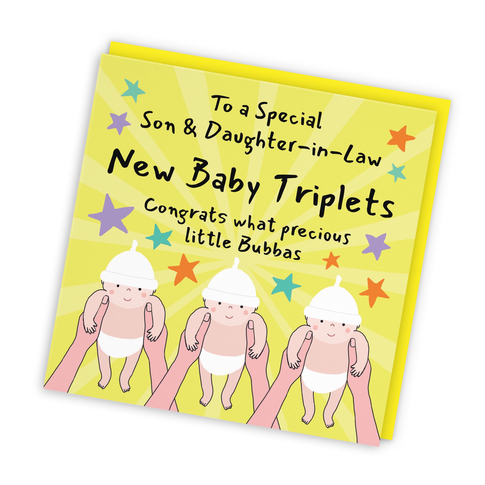 Triplets New Baby Congratulations Card For Son And Daughter-in-Law Bundle Of Joy Laugh Out Loud - Default Title (GK00784)