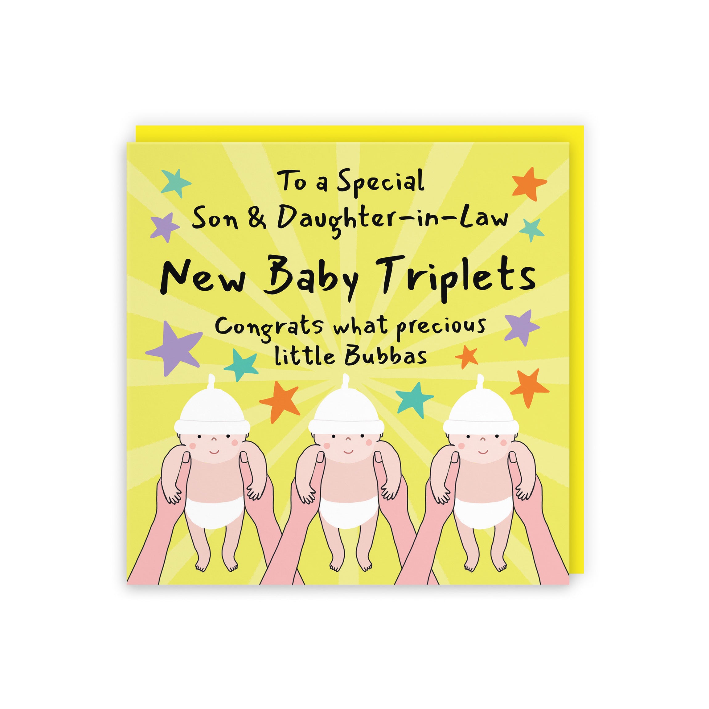 Triplets New Baby Congratulations Card For Son And Daughter-in-Law Bundle Of Joy Laugh Out Loud - Default Title (GK00784)