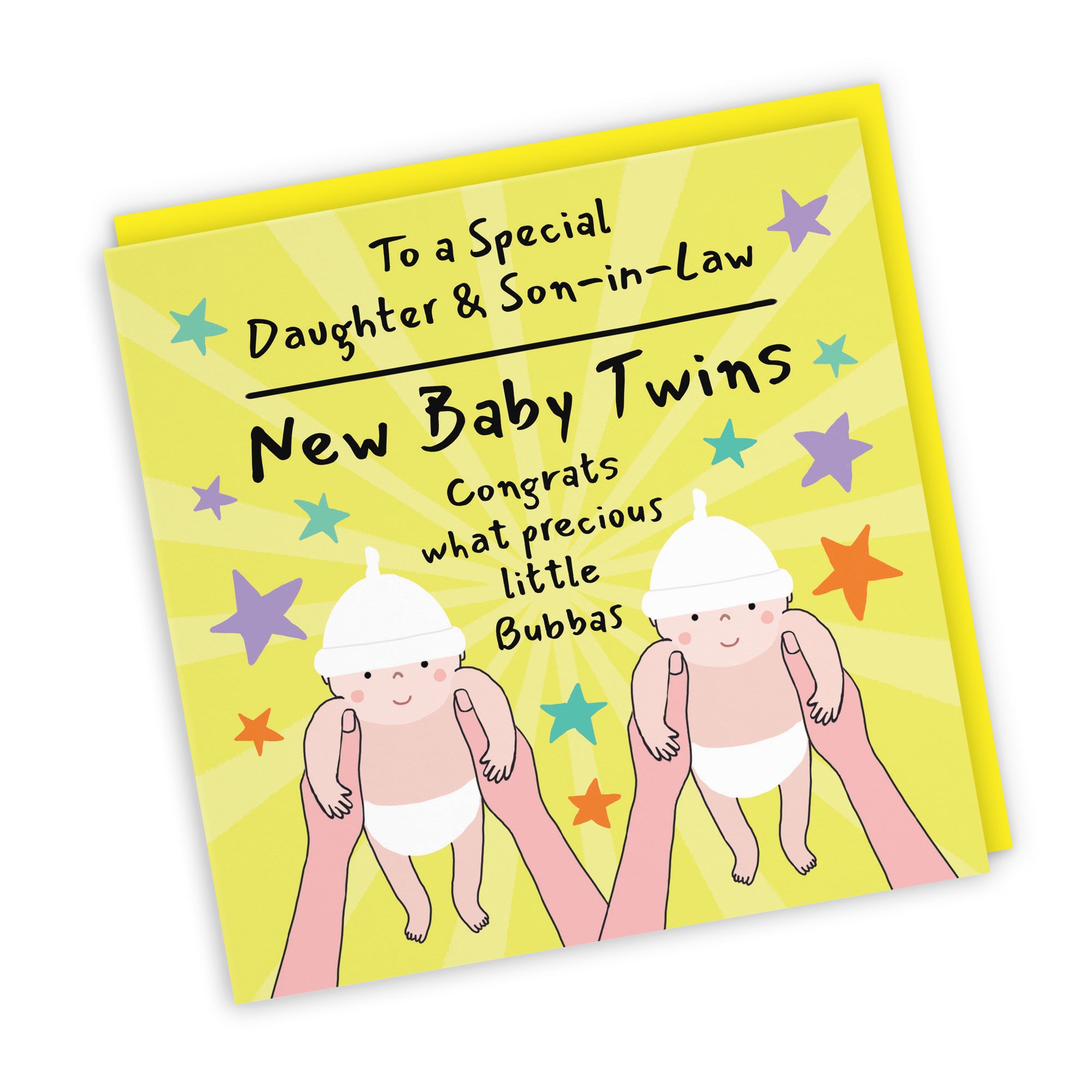 Twins New Baby Congratulations Card For Daughter And Son-in-Law Bundle Of Joy Laugh Out Loud - Default Title (GK00786)