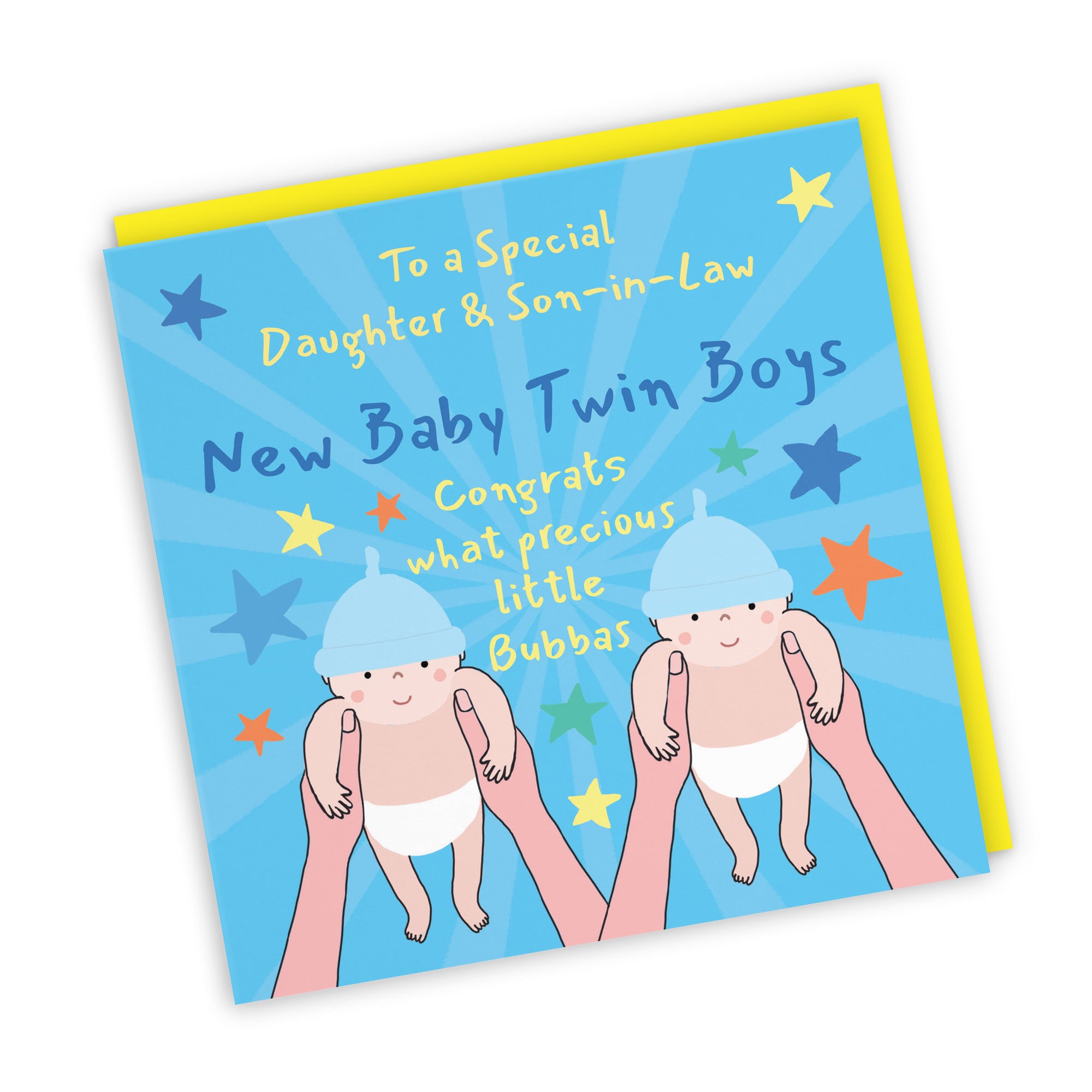 Twins New Baby Boys Congratulations Card For Daughter And Son-in-Law Bundle Of Joy Laugh Out Loud - Default Title (GK00787)