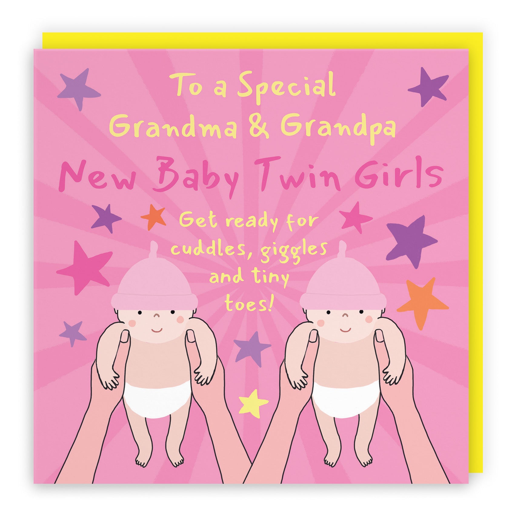 Twins New Baby Girls Congratulations Card For Grandma And Grandpa Bundle Of Joy Laugh Out Loud - Default Title (GK00794)