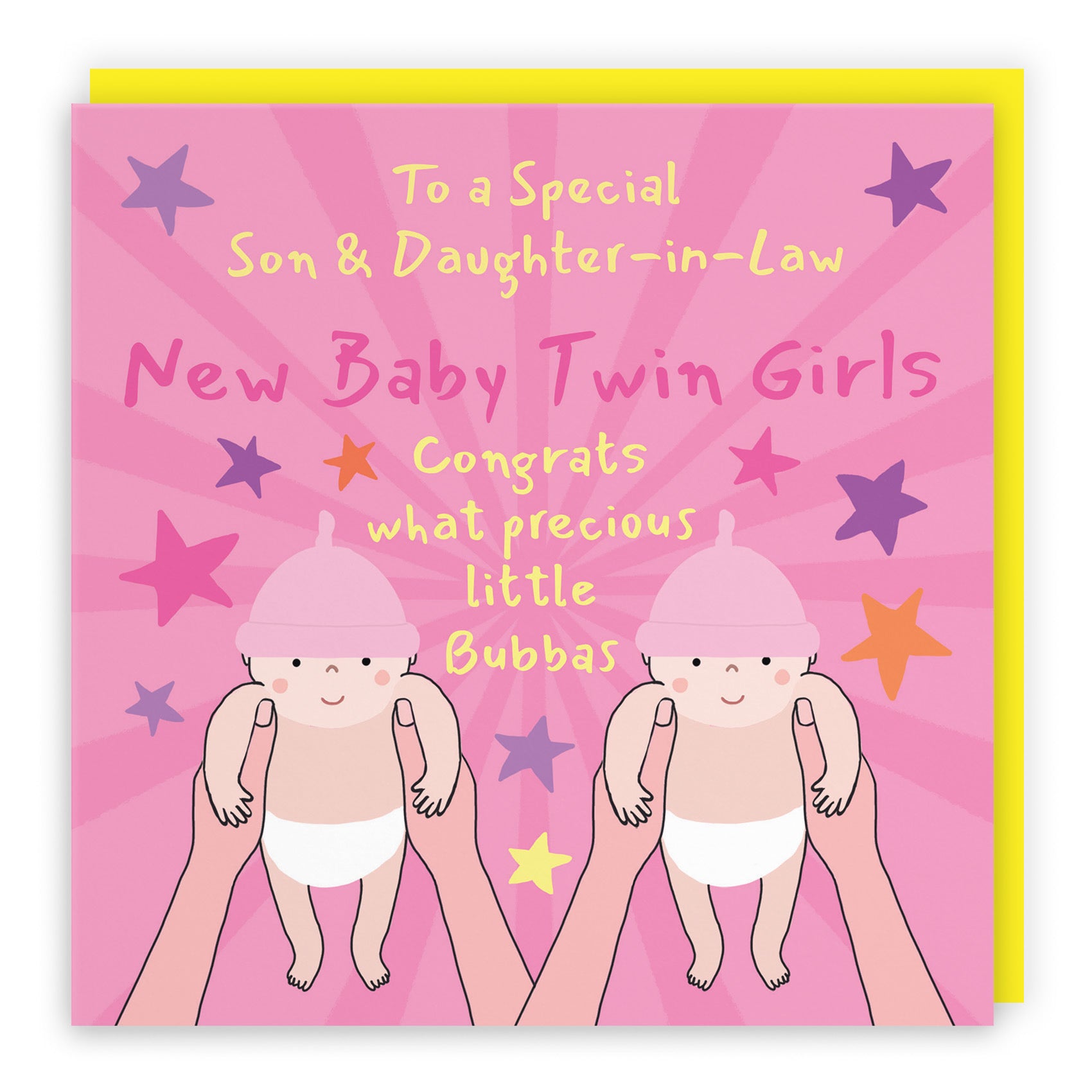 Twins New Baby Girls Congratulations Card For Son And Daughter-in-Law Bundle Of Joy Laugh Out Loud - Default Title (GK00809)