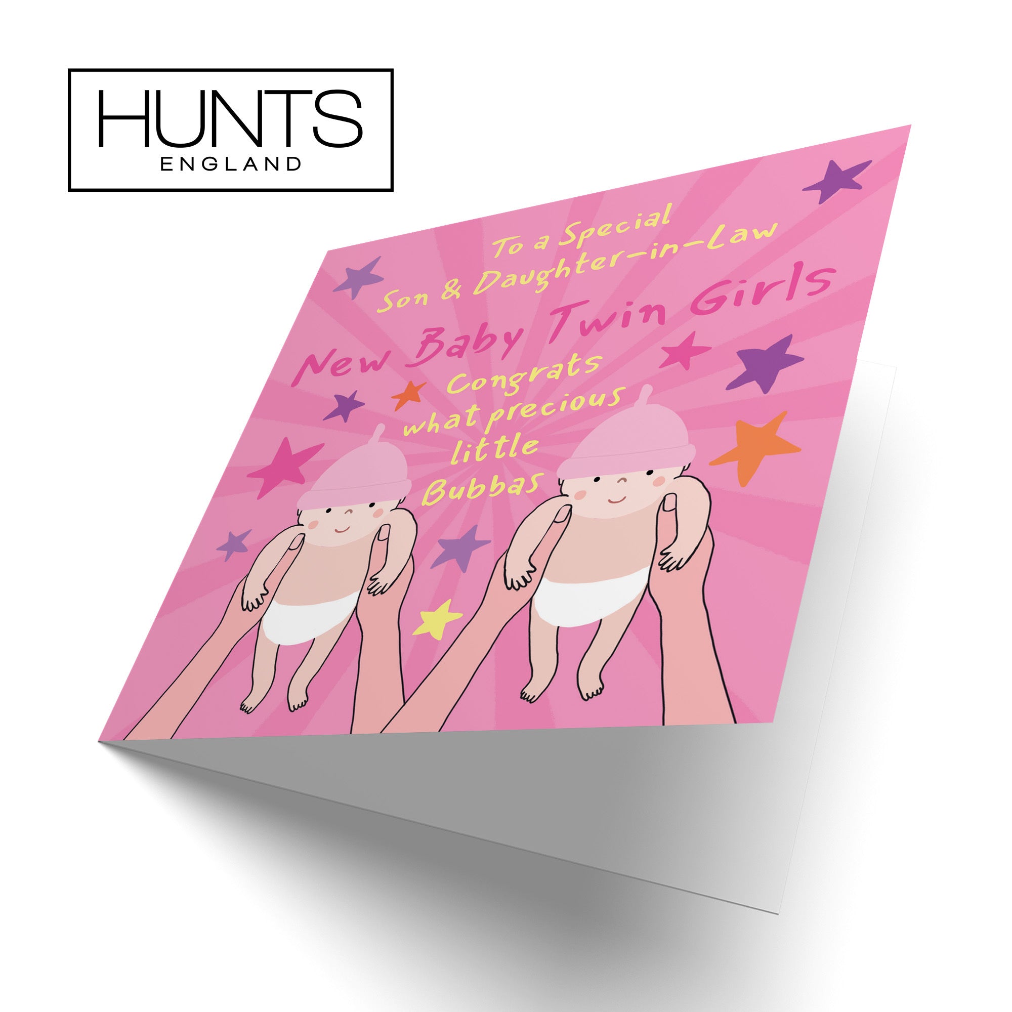 Twins New Baby Girls Congratulations Card For Son And Daughter-in-Law Bundle Of Joy Laugh Out Loud - Default Title (GK00809)