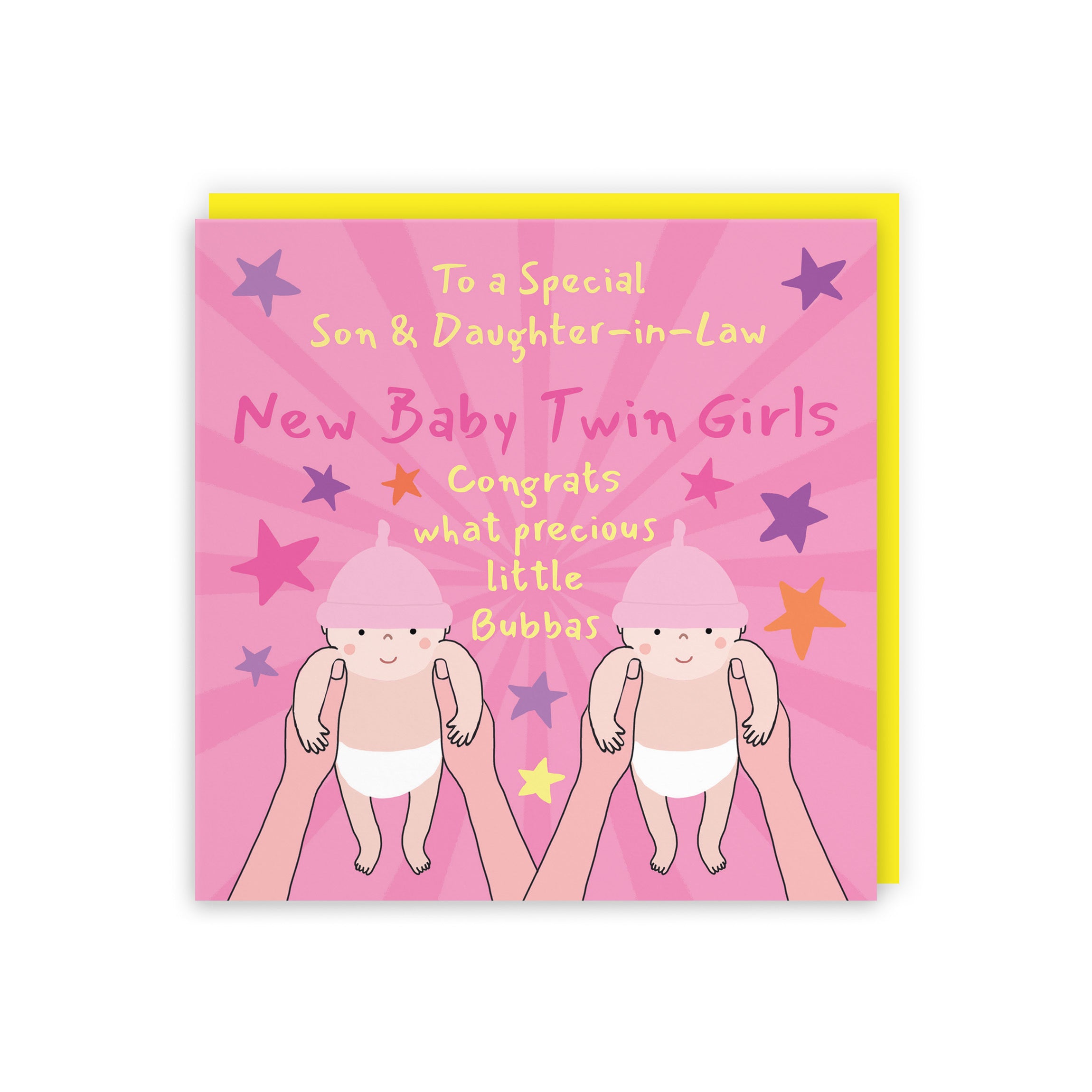 Twins New Baby Girls Congratulations Card For Son And Daughter-in-Law Bundle Of Joy Laugh Out Loud - Default Title (GK00809)