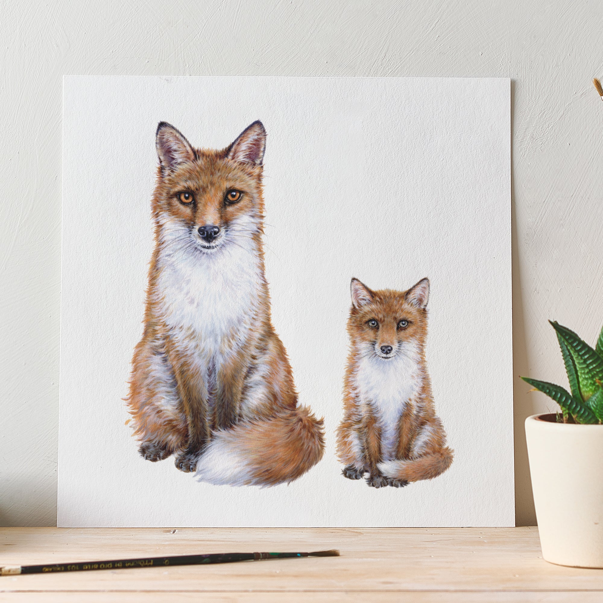 'Foxes' Fine Art Unframed Square Print Milo's Gallery