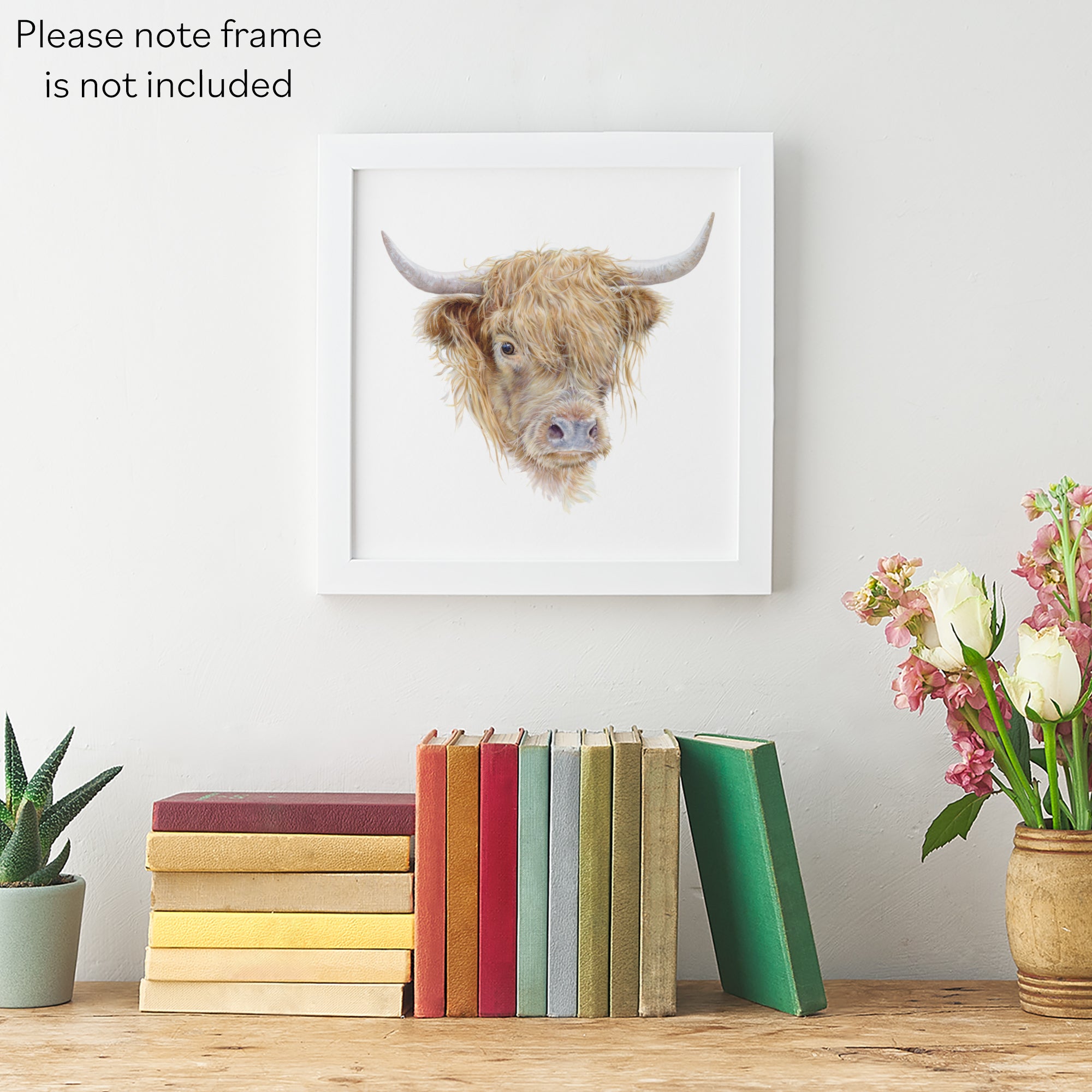 'Highland Cow' Fine Art Unframed Square Print Milo's Gallery