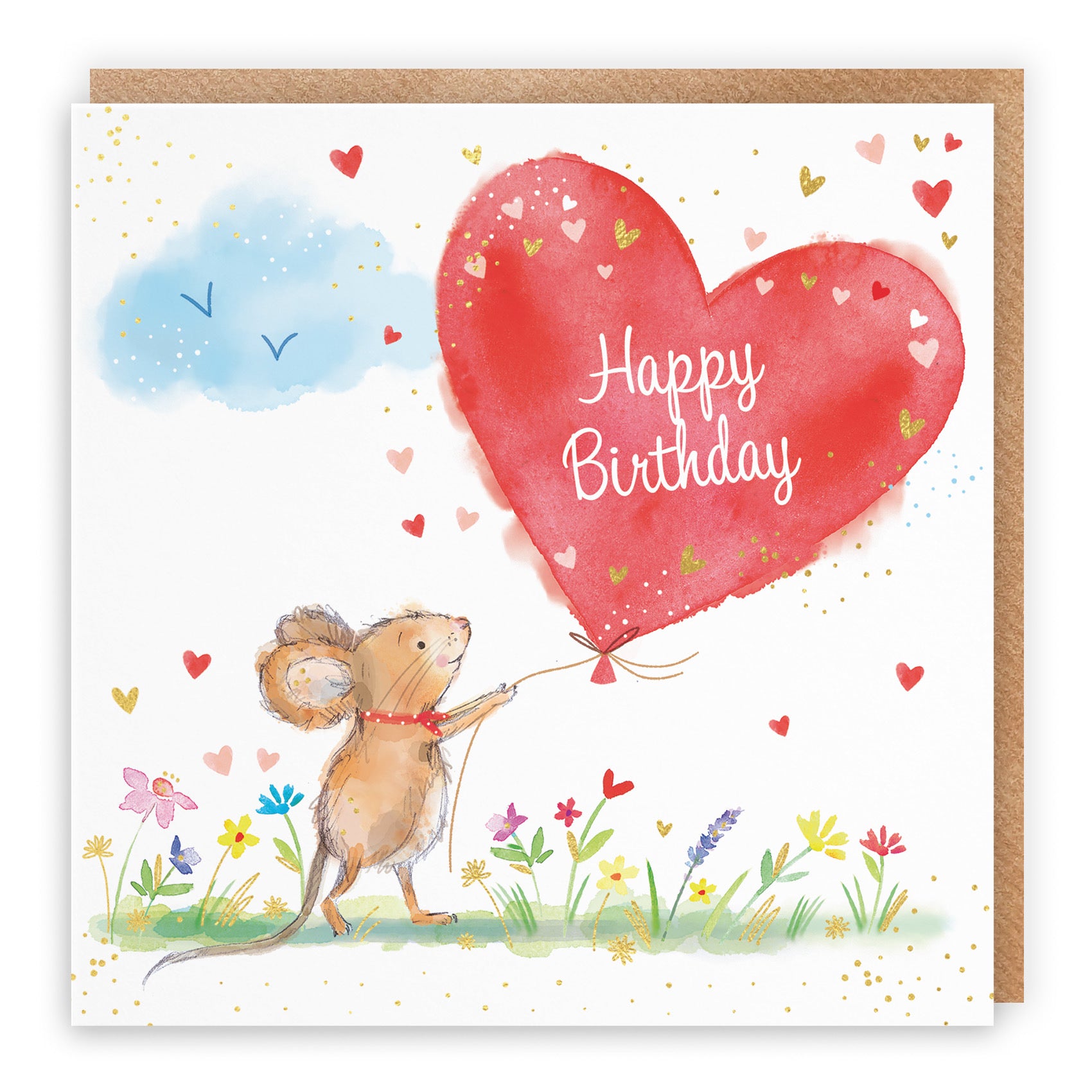Birthday Card Gold Foil Marty The Mouse - Default Title (LCH00778)