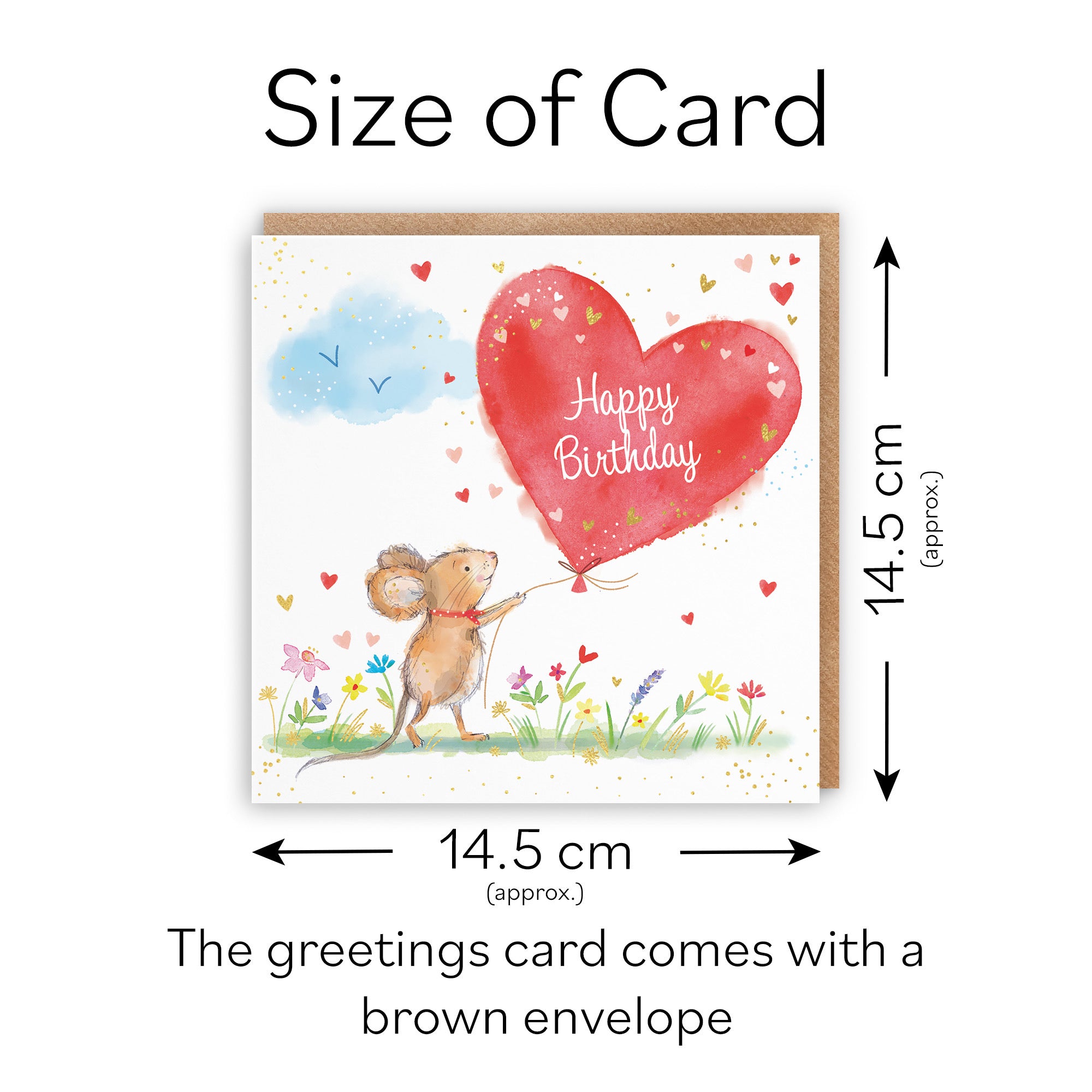 Birthday Card Gold Foil Marty The Mouse - Default Title (LCH00778)