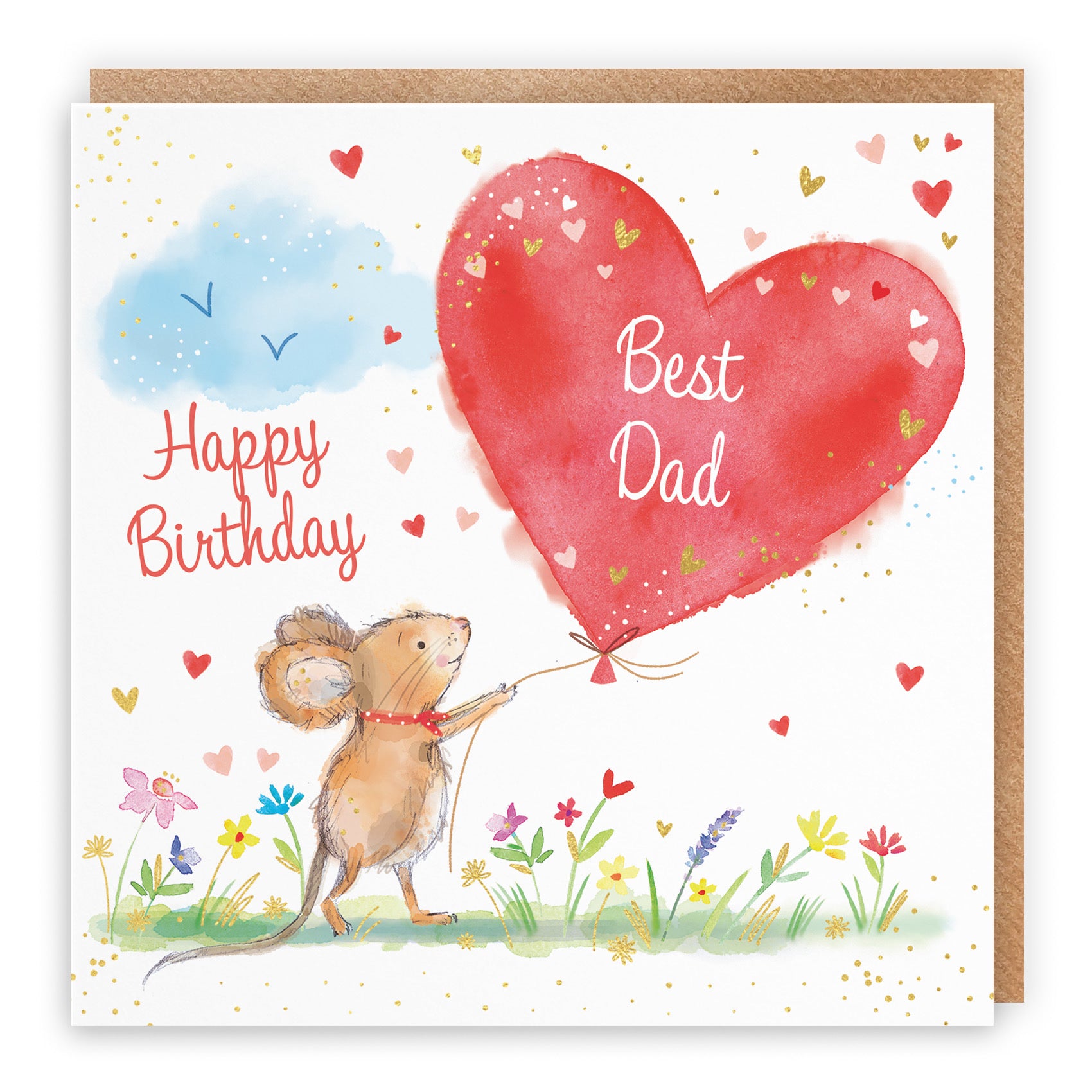 Dad Birthday Card Gold Foil Marty The Mouse - Default Title (LCH00779)
