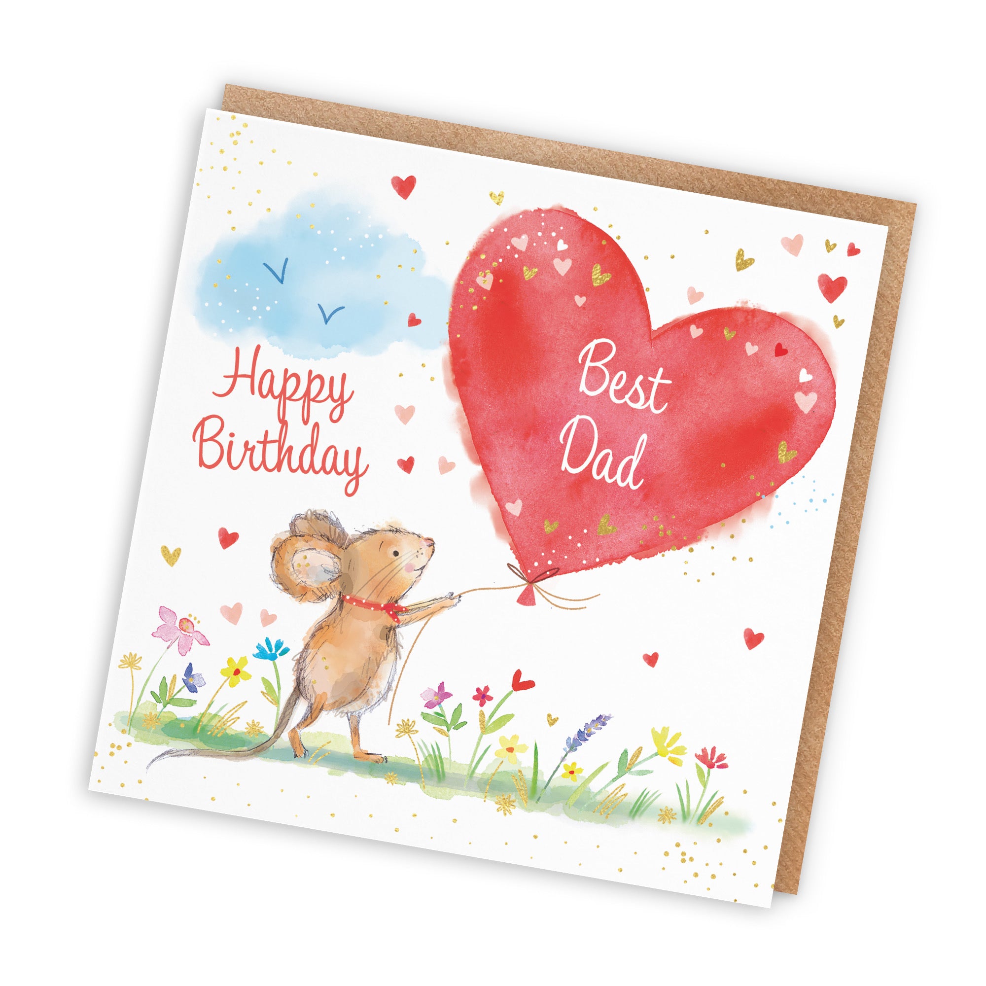 Dad Birthday Card Gold Foil Marty The Mouse - Default Title (LCH00779)