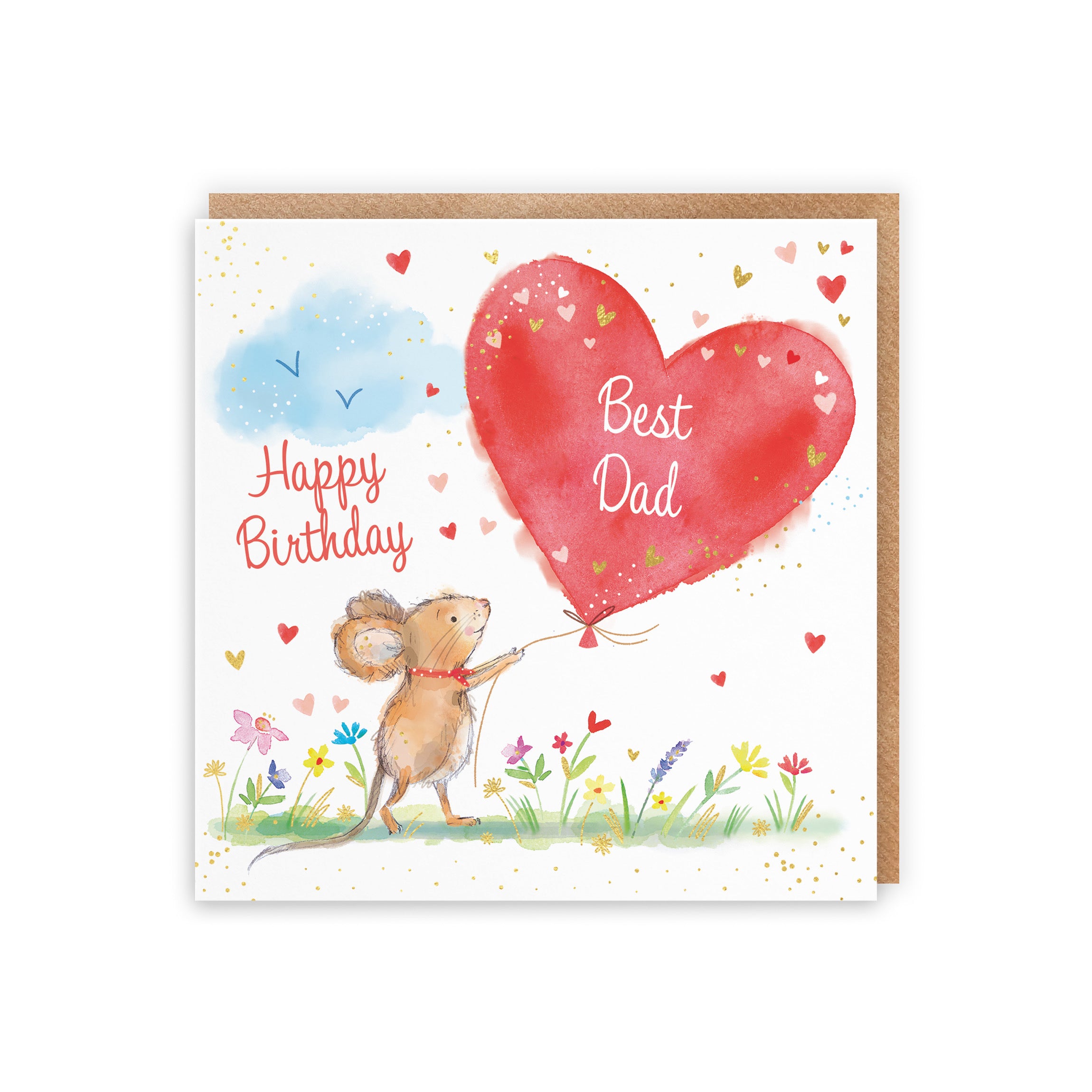 Dad Birthday Card Gold Foil Marty The Mouse - Default Title (LCH00779)