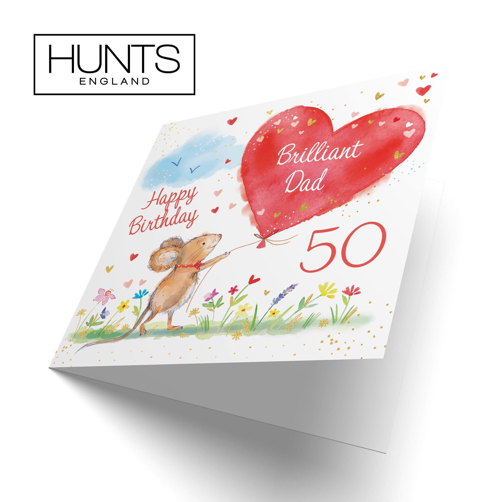 50th Dad Birthday Card Gold Foil Marty The Mouse - Default Title (LCH00780)