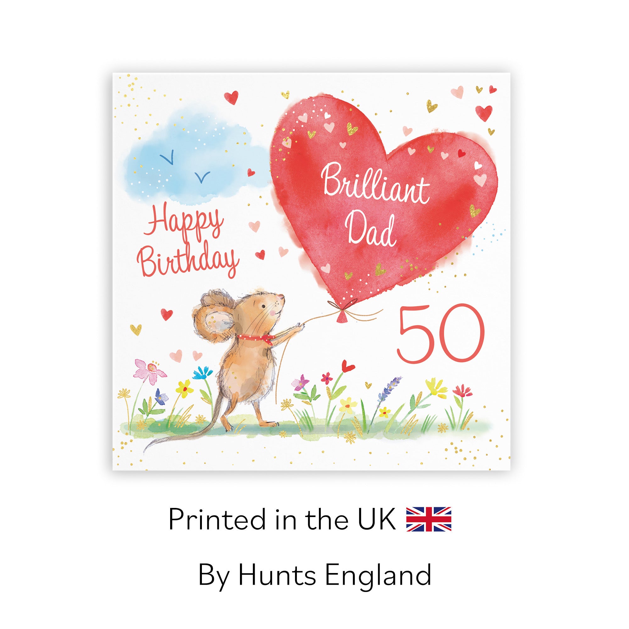 50th Dad Birthday Card Gold Foil Marty The Mouse - Default Title (LCH00780)