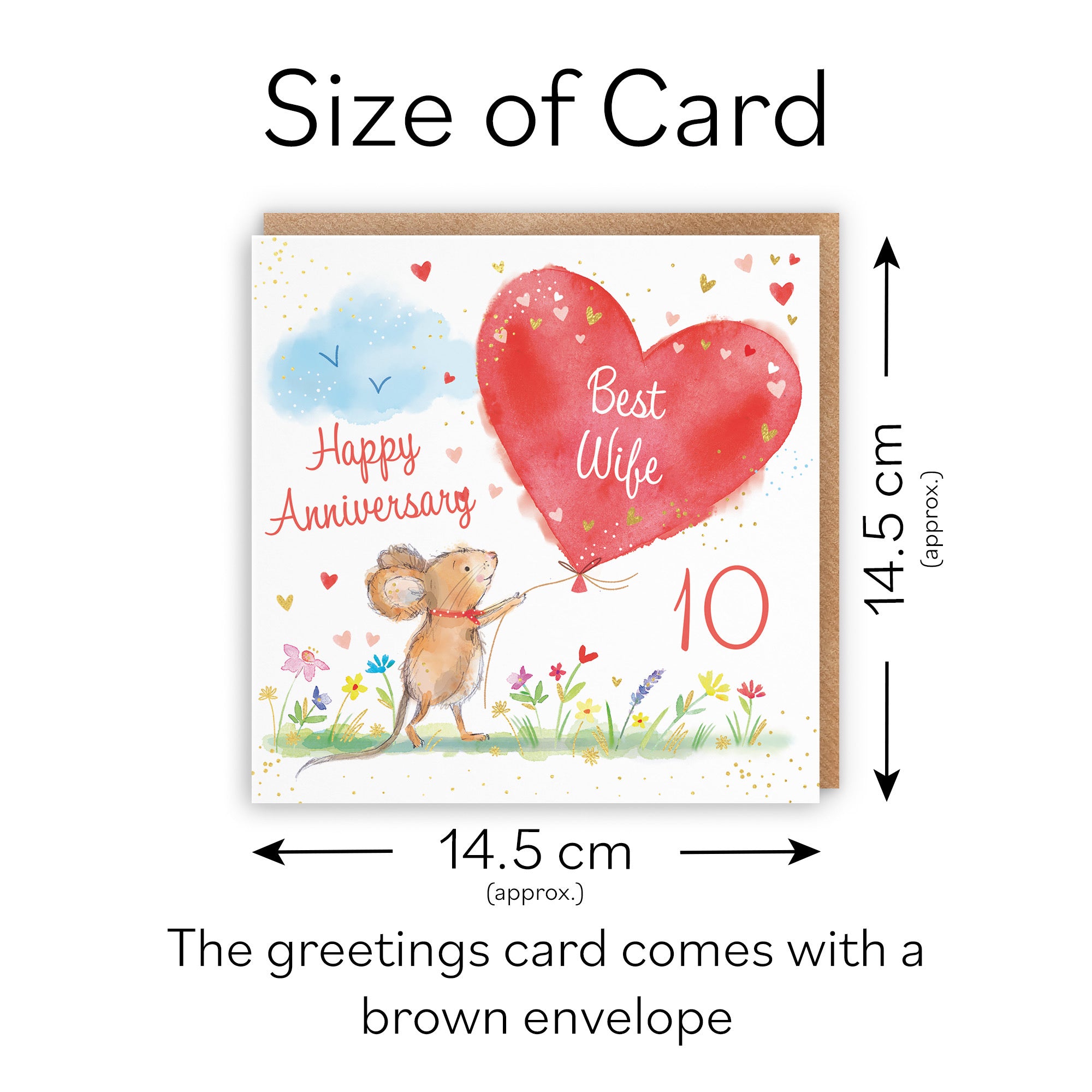 10th Wife Anniversary Card Gold Foil Marty The Mouse - Default Title (LCH00786)