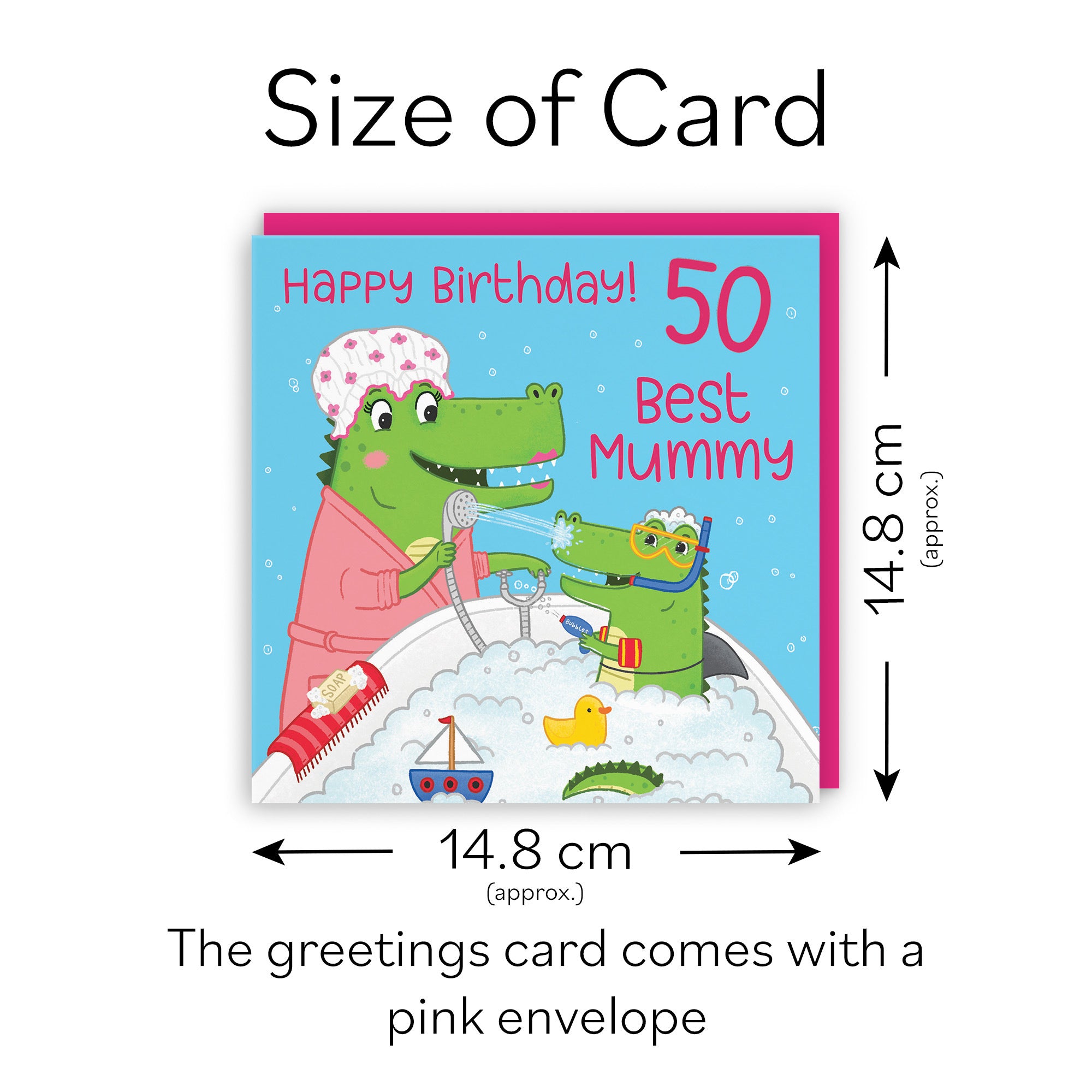 50th Mummy Birthday Crocodile Bath Time Card Imagination - Default Title (LG01649)