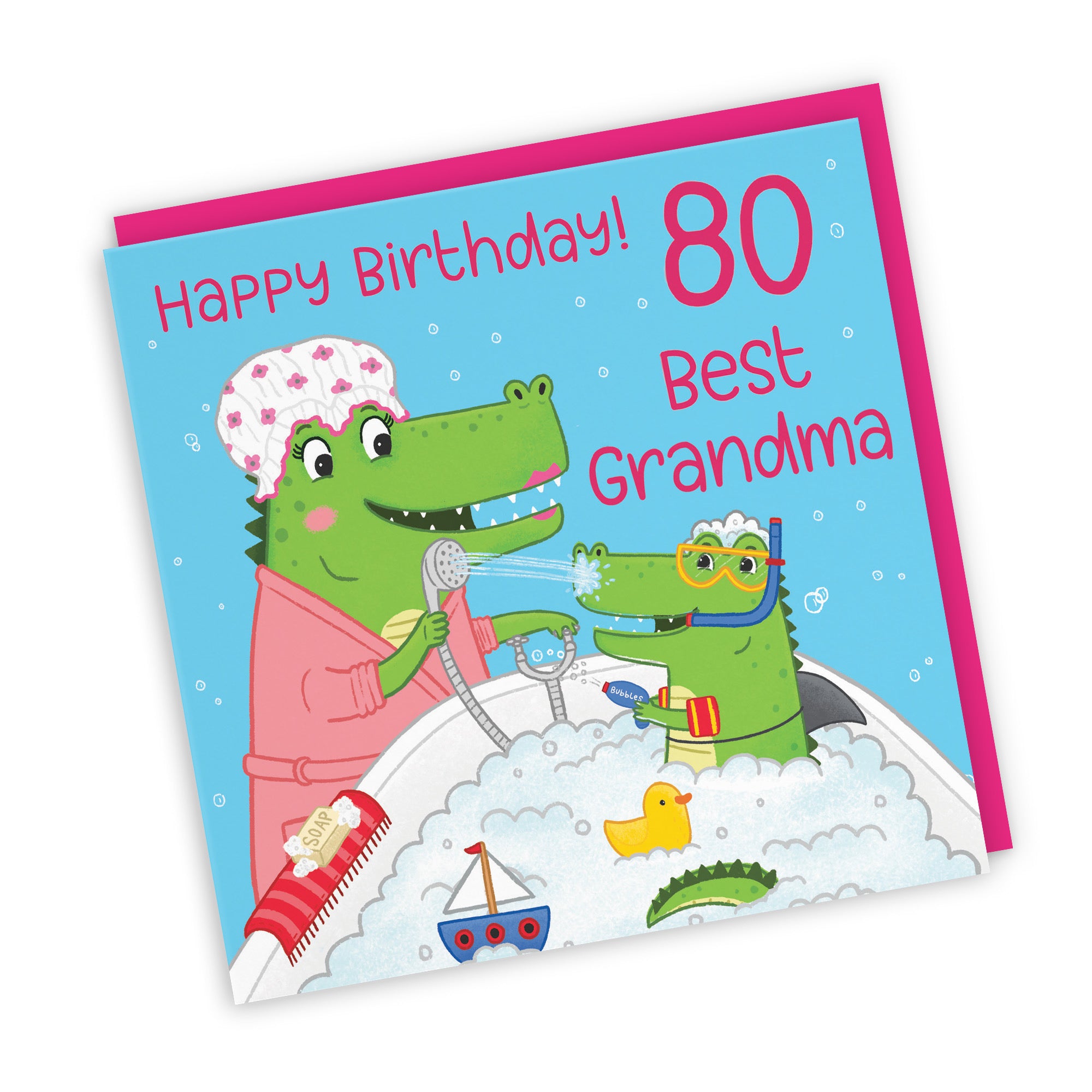 80th Grandma Birthday Crocodile Bath Time Card Imagination - Default Title (LG01651)