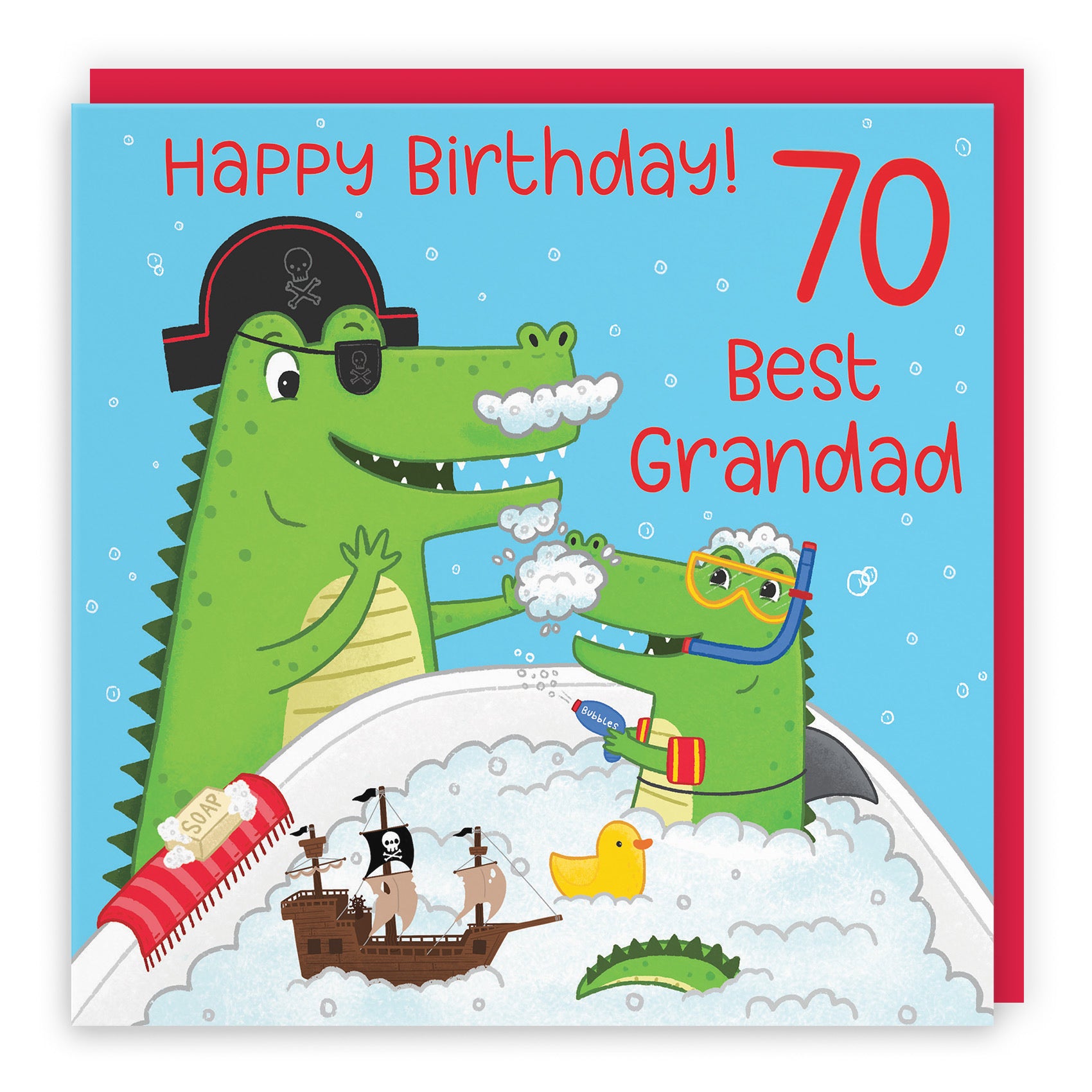 70th Grandad Birthday Crocodile Bath Time Card Imagination - Default Title (LG01653)