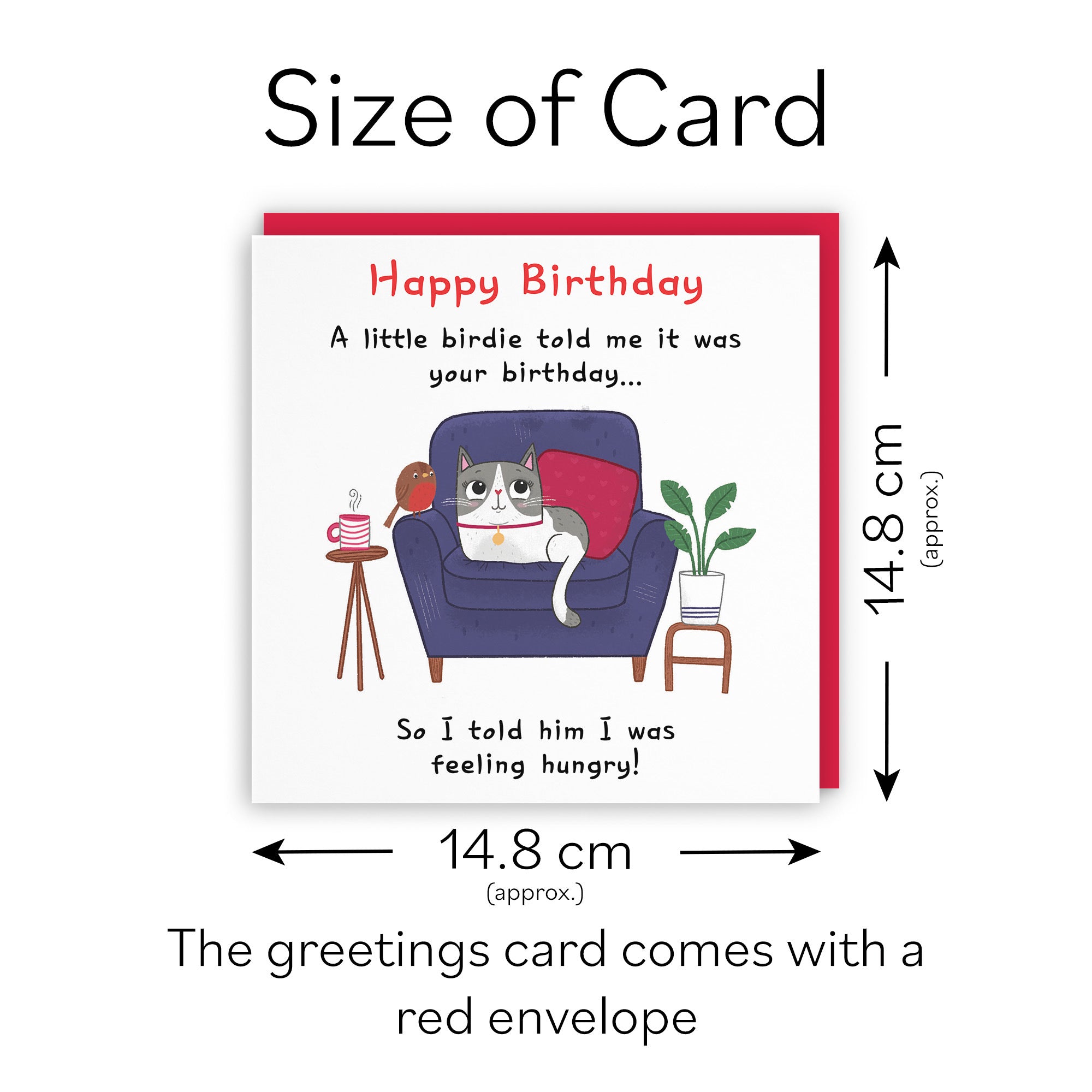 Funny Cat Birthday Card Feeling Hungry Iconic - Default Title (LG01660)