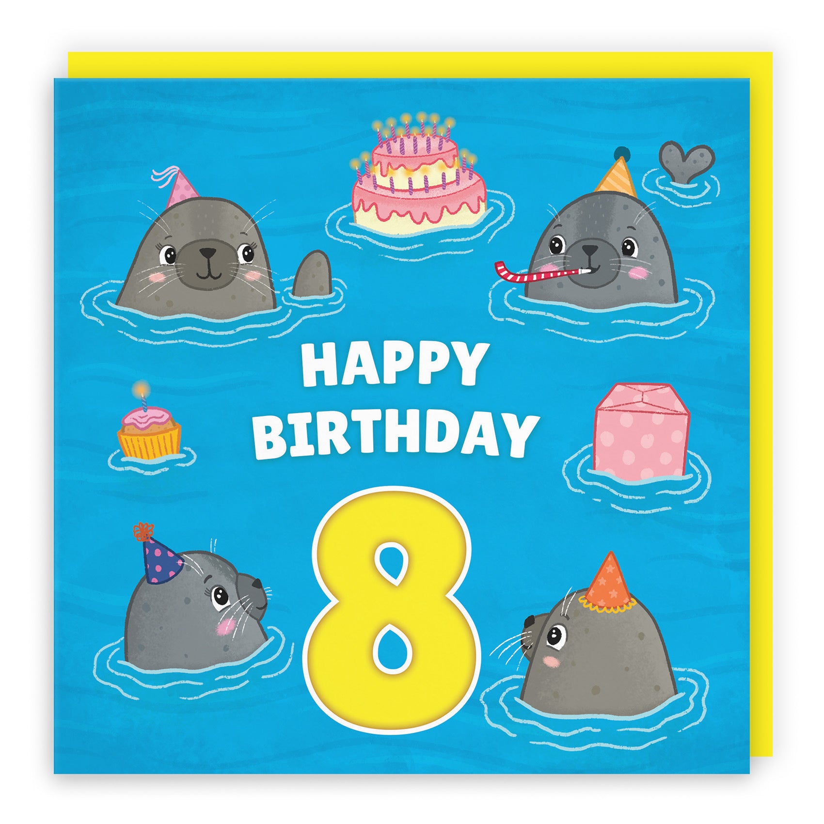8th Cute Seals Birthday Card Ocean - Default Title (LG01731)