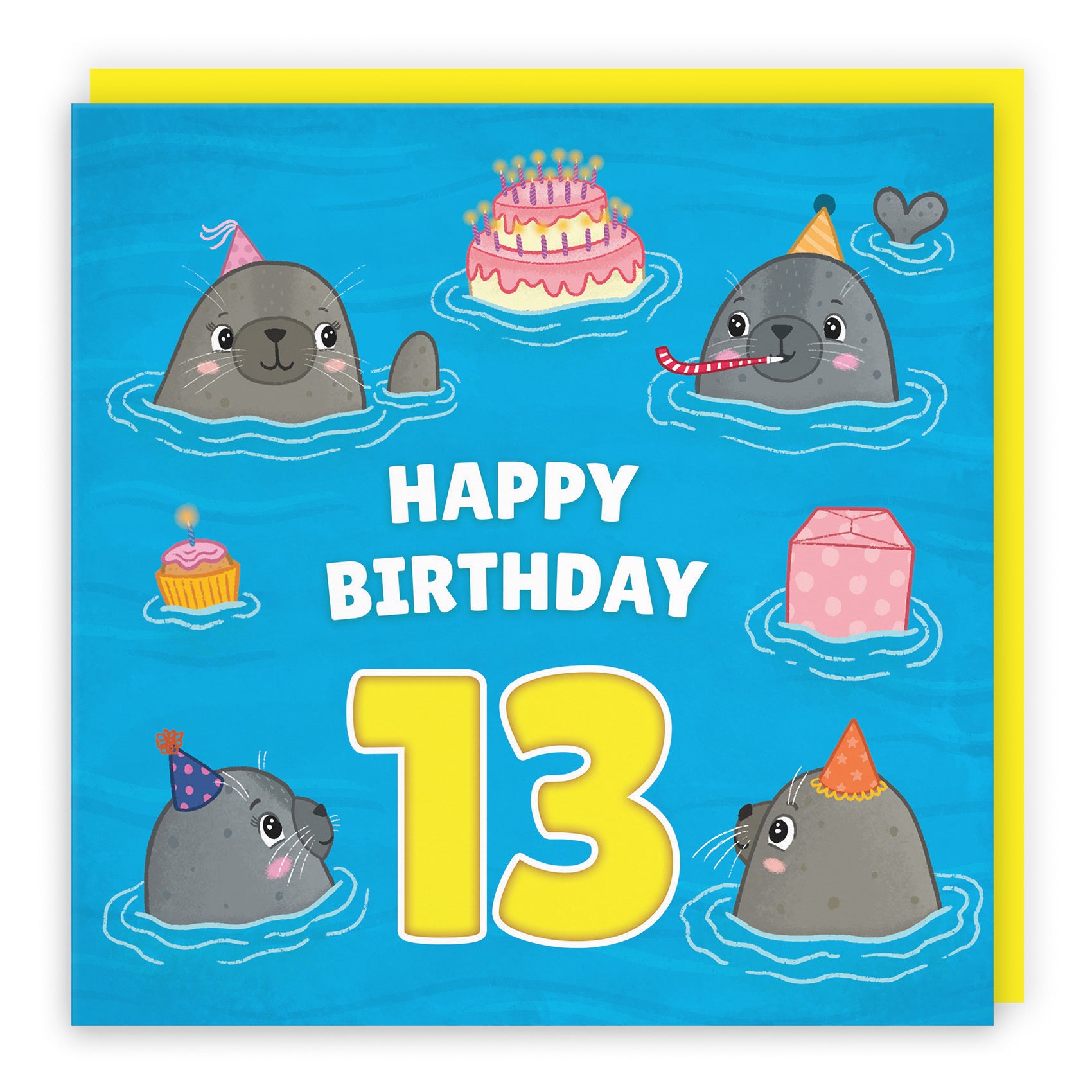 13th Cute Seals Birthday Card Ocean - Default Title (LG01733)