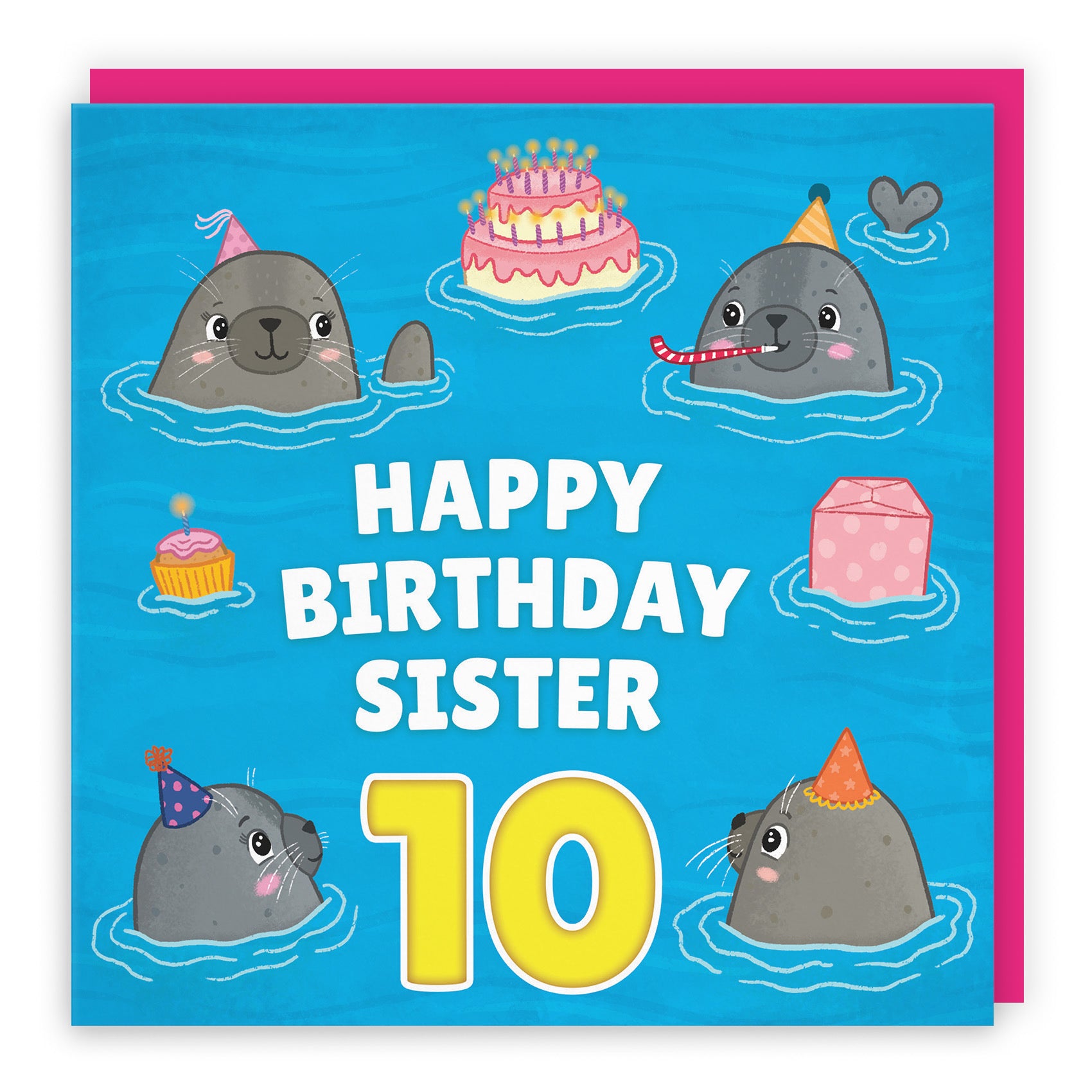10th Sister Cute Seals Birthday Card Ocean - Default Title (LG01748)