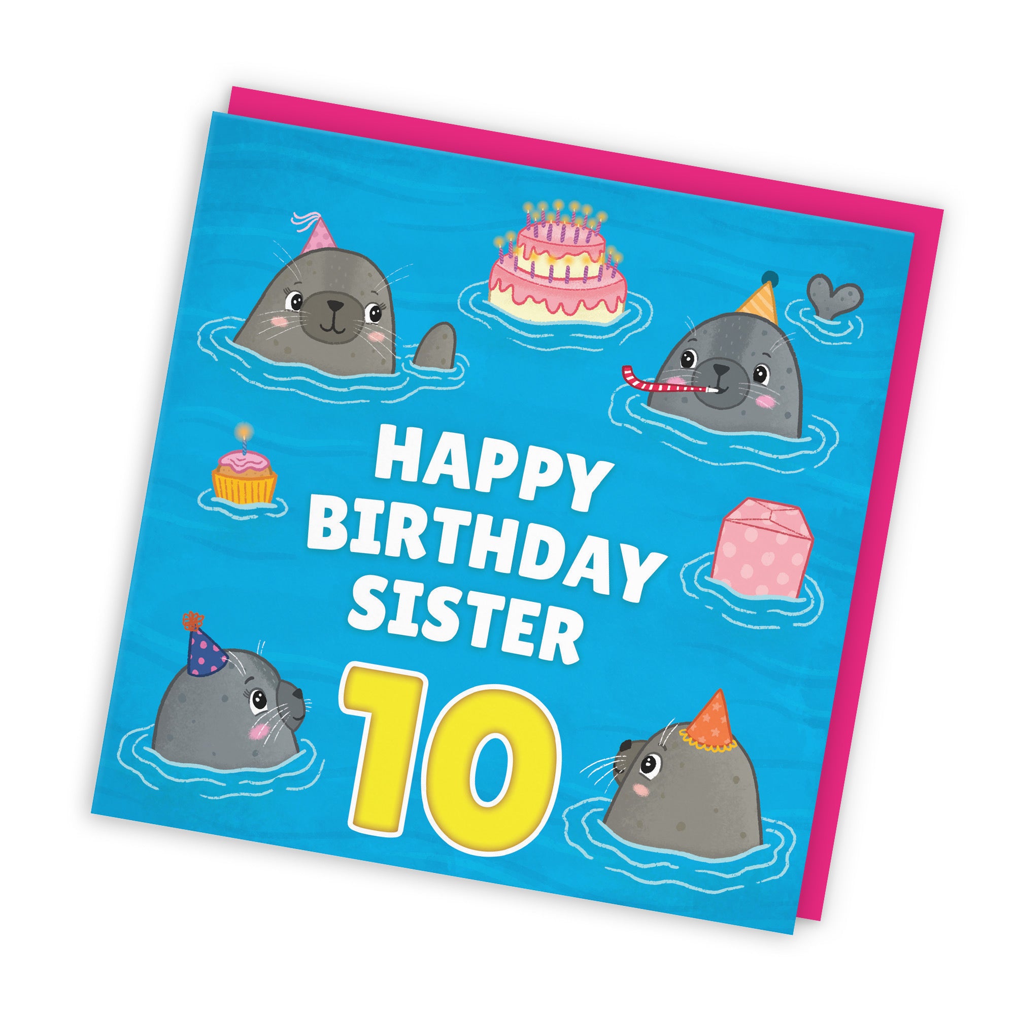 10th Sister Cute Seals Birthday Card Ocean - Default Title (LG01748)