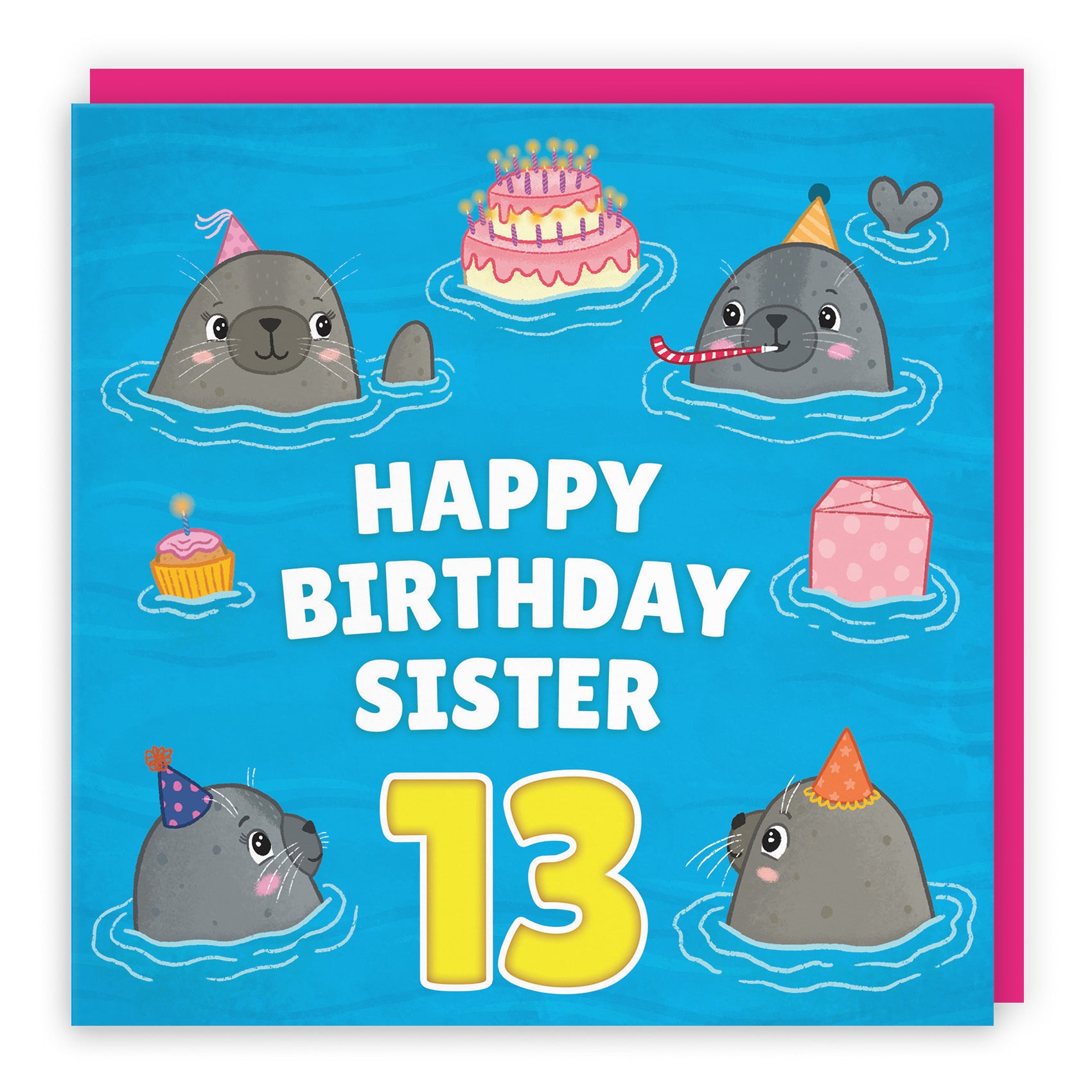 13th Sister Cute Seals Birthday Card Ocean - Default Title (LG01749)